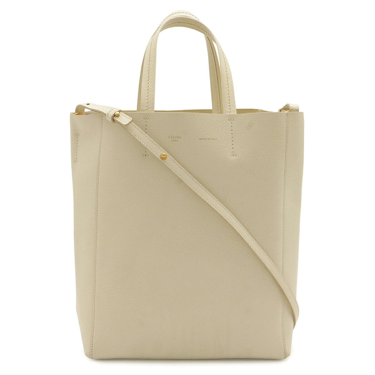Celine Ivory White Leather Shoulder Bag Tote Bag (Pre-Owned)