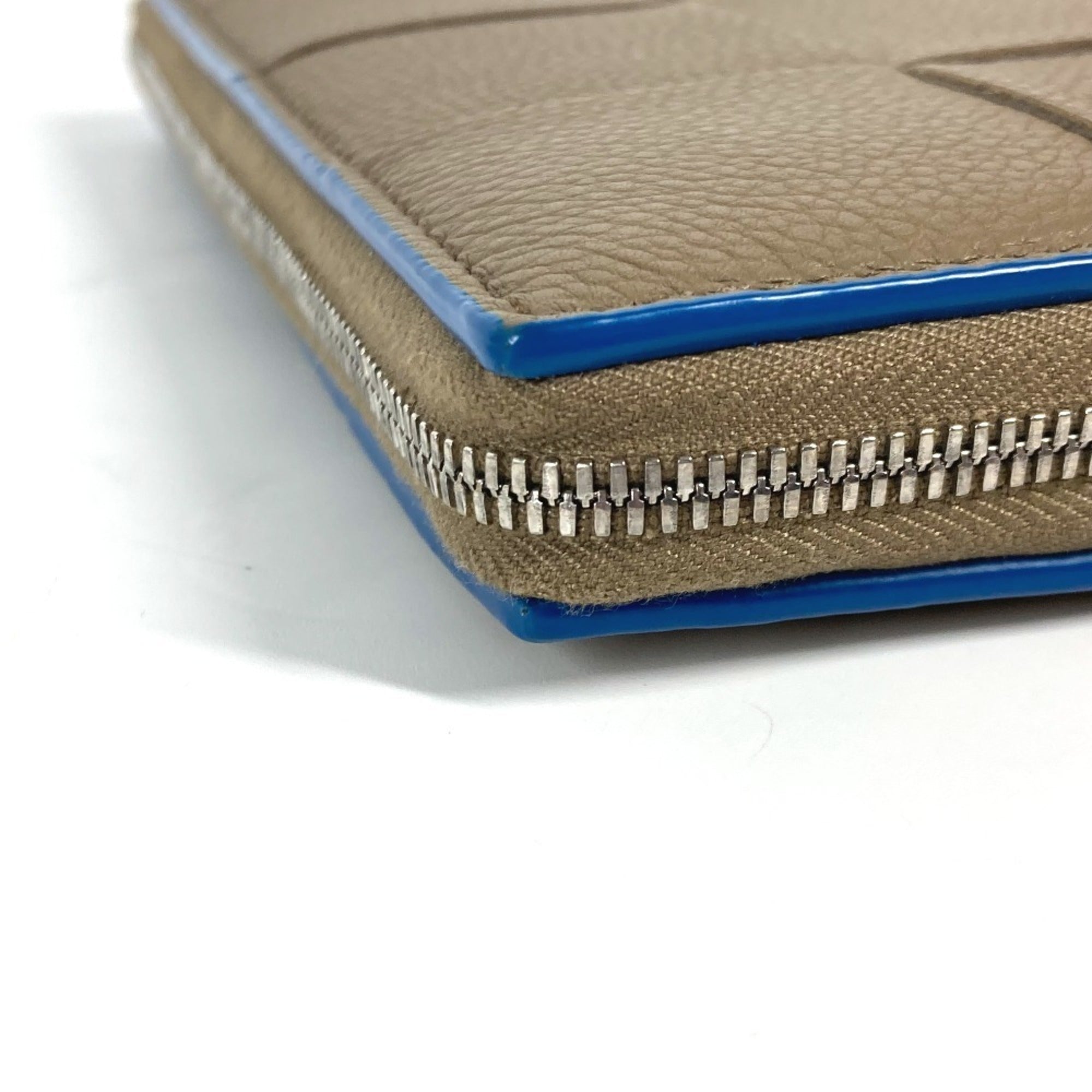 Bottega Veneta Blue Brown Leather Long Wallet (Bi-Fold) (Pre-Owned)