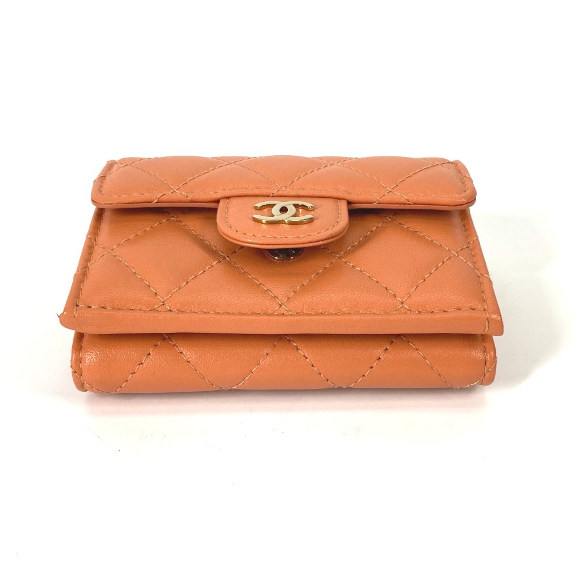 Chanel Orange Leather Wallet (Tri-Fold) (Pre-Owned)