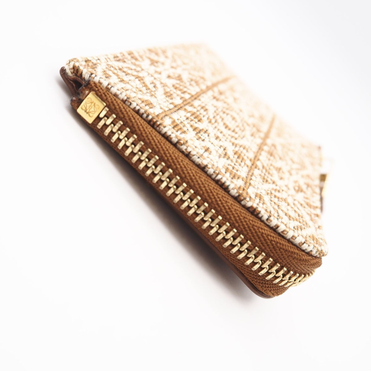 Loewe Brown Cream Canvas Leather Coin Purse/Coin Case (Pre-Owned)