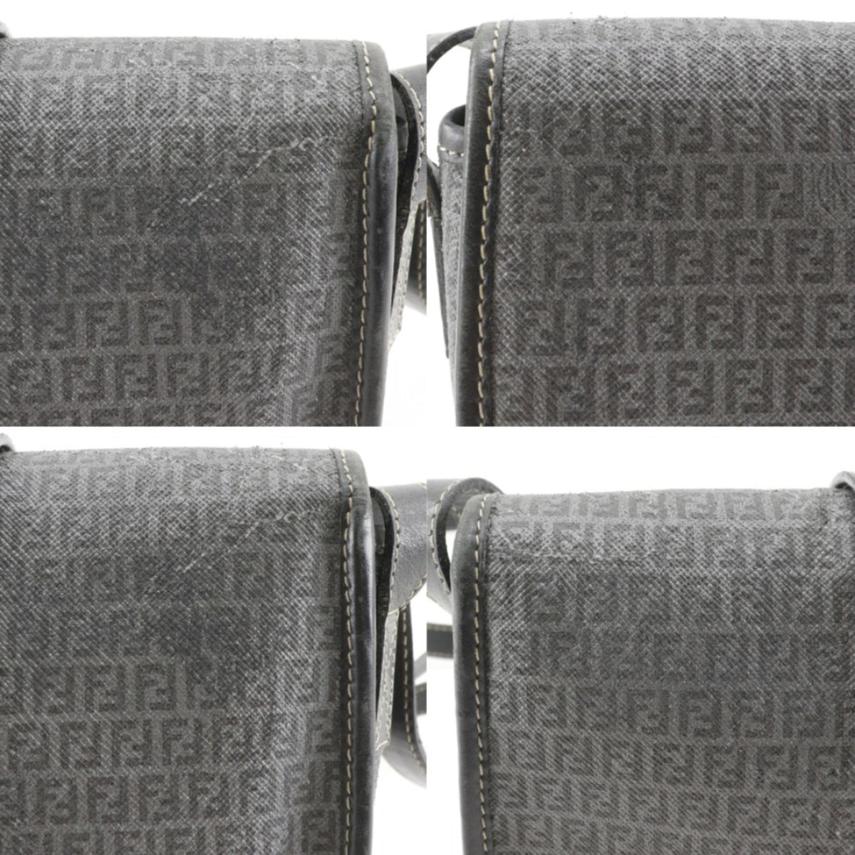 Fendi Zucchino Gray Zucchino Pochette Shoulder Bag (Pre-Owned)