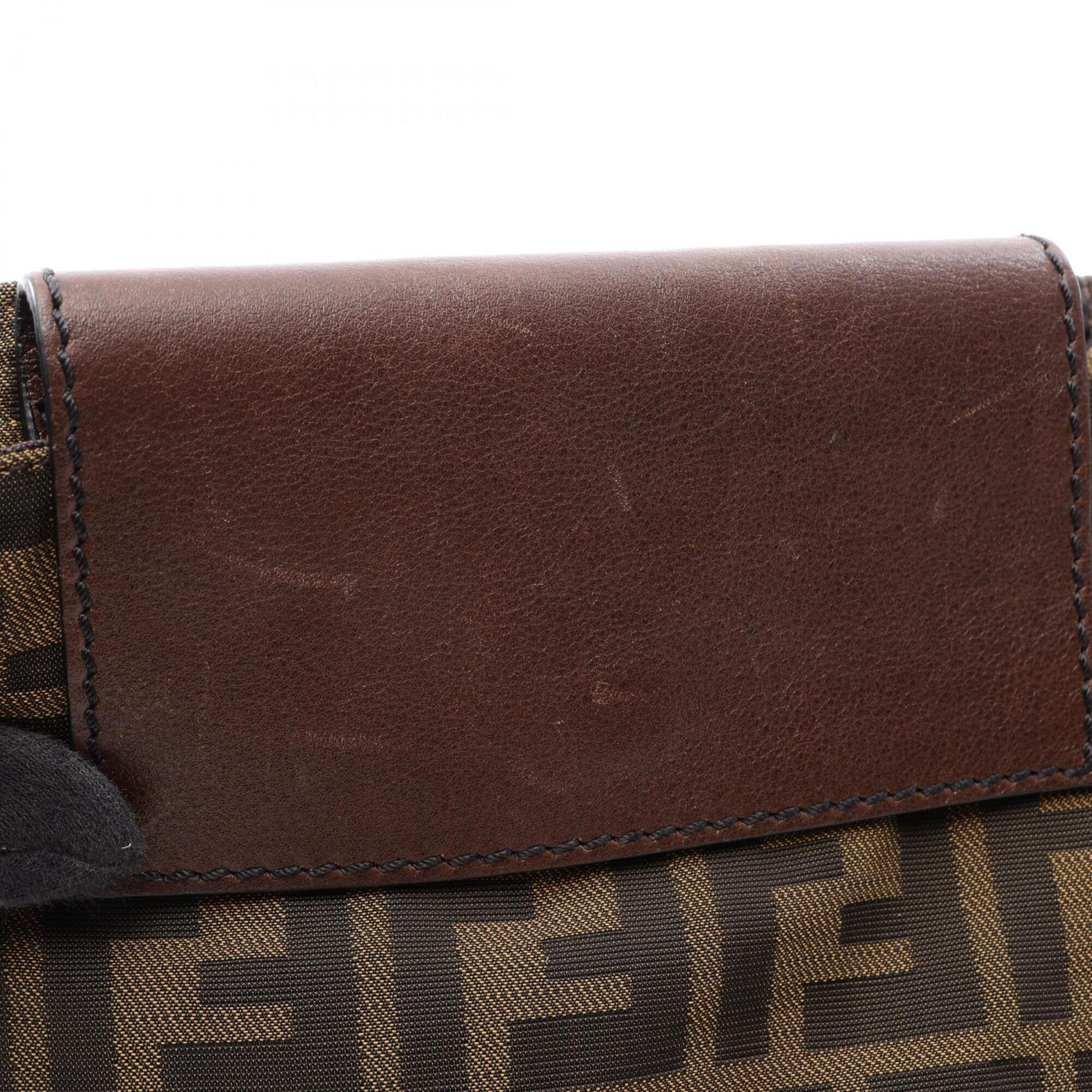 Fendi Brown Canvas Leather Fanny Pack Handbag (Pre-Owned)