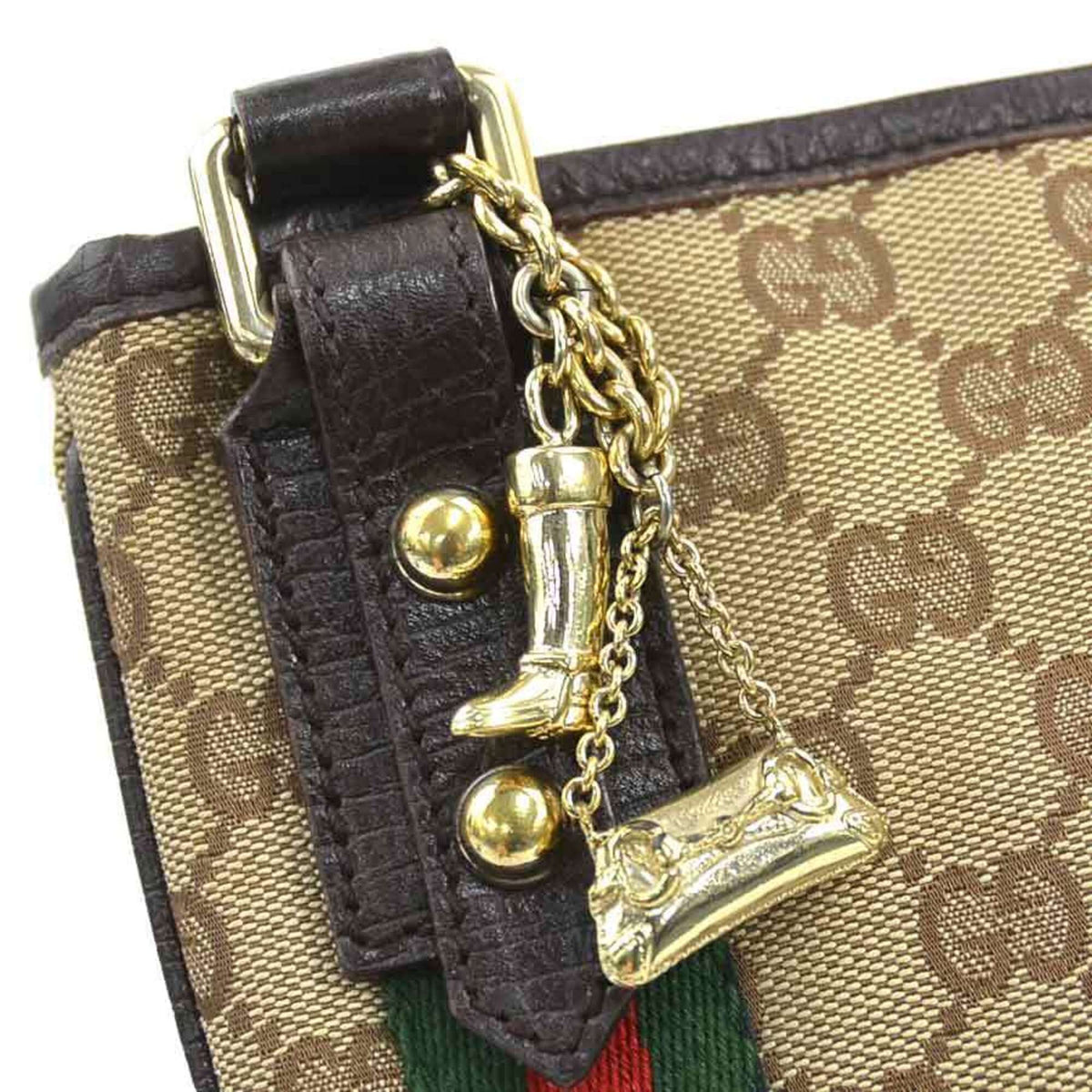 Gucci Brown Brown Gg Gg Canvas Leather Shoulder Bag (Pre-Owned)