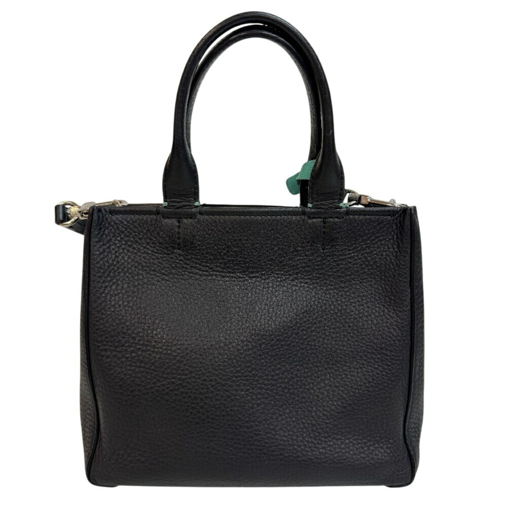 Tiffany Black Tiffany Blue Leather Handbag Shoulder Bag (Pre-Owned)