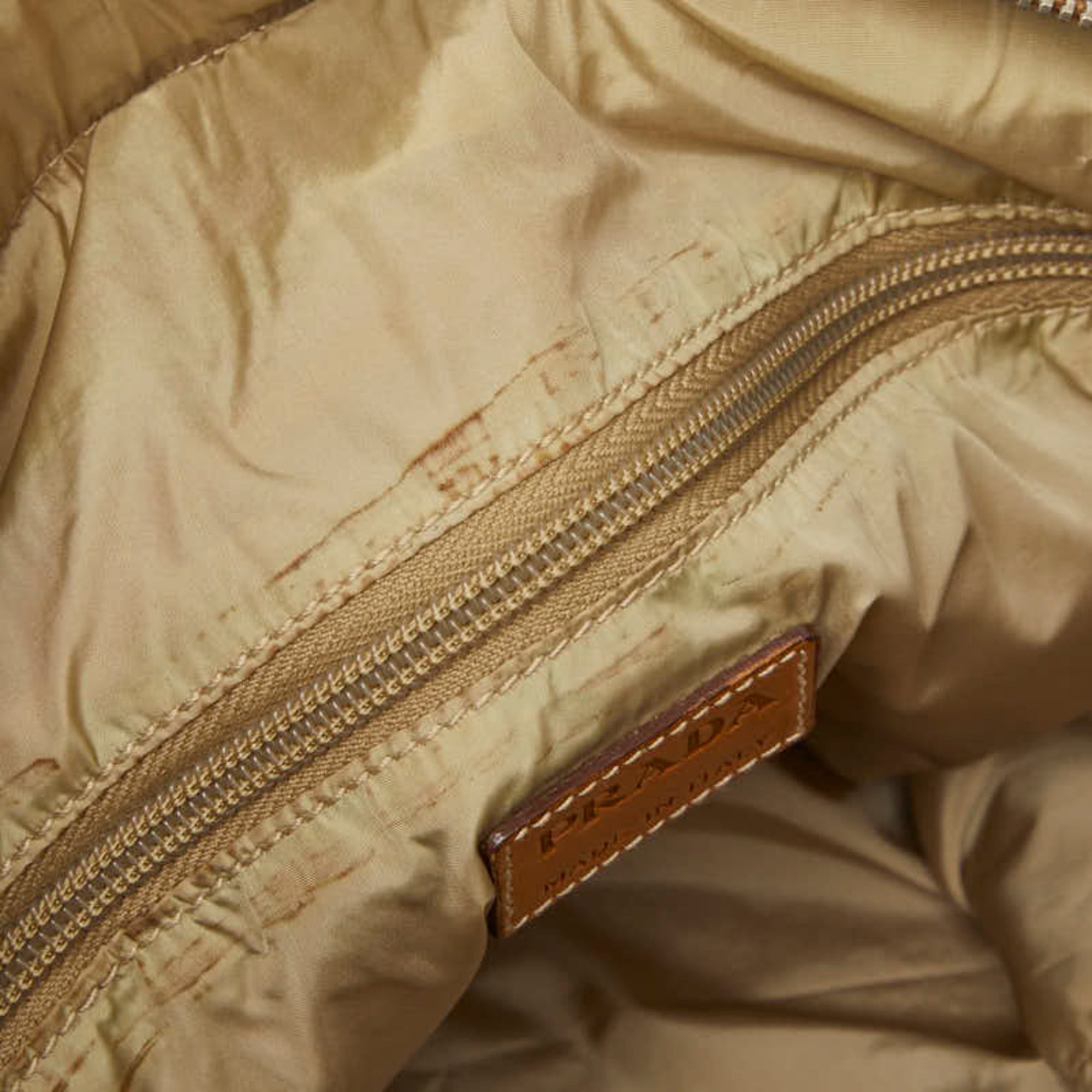 Prada Beige Canvas Leather Shoulder Bag (Pre-Owned)