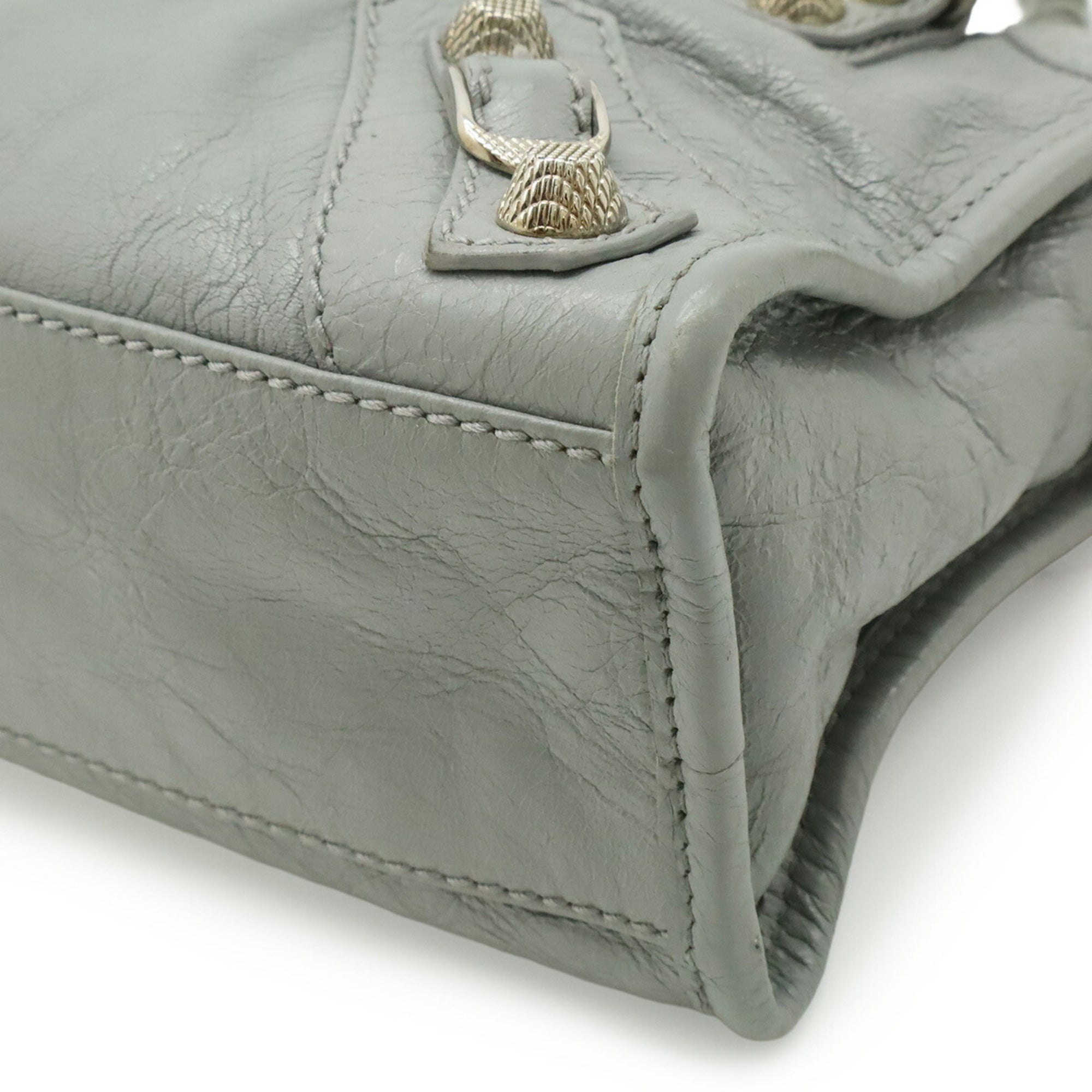 Balenciaga Gray Leather Handbag Shoulder Bag (Pre-Owned)