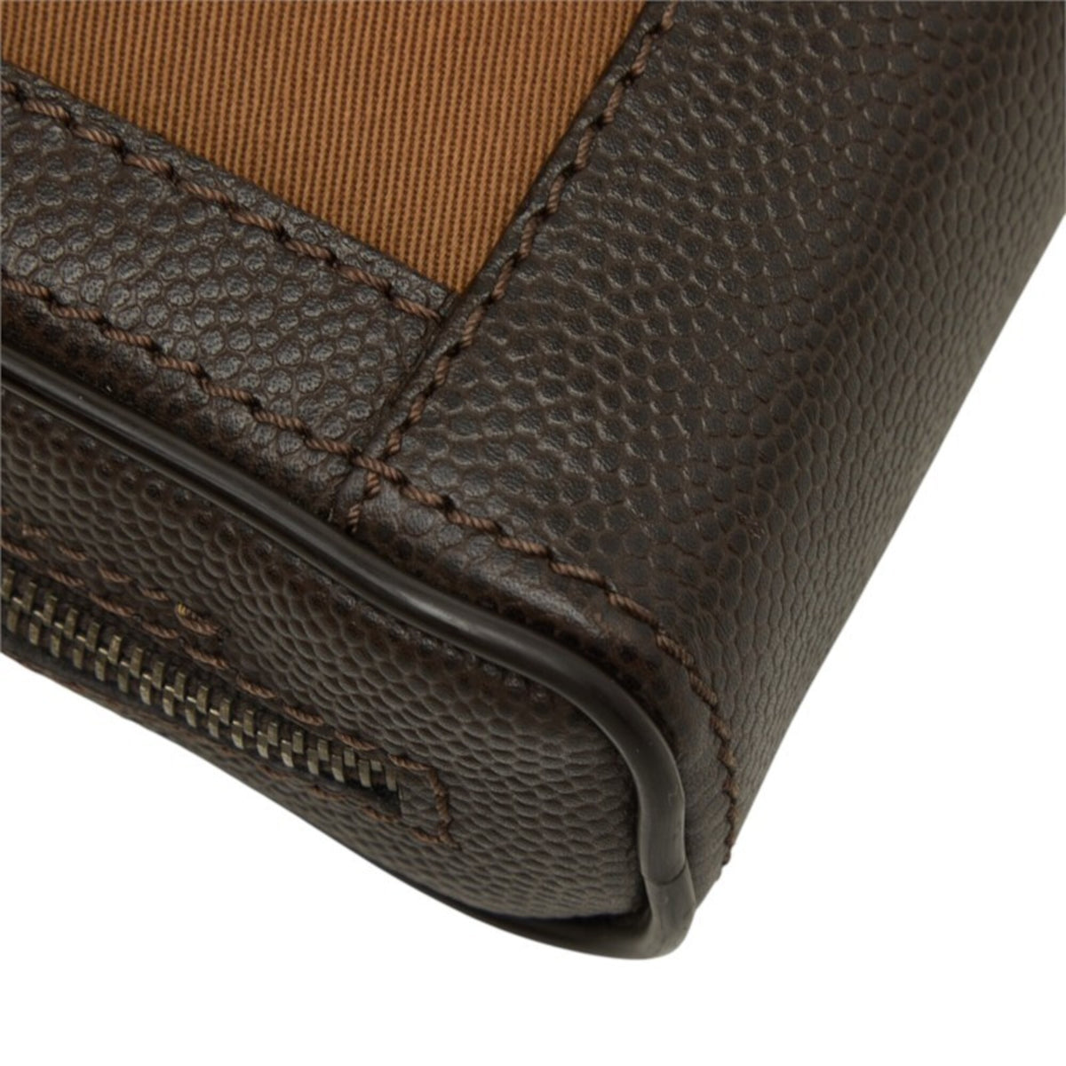 Dunhill Brown Canvas Leather Clutch Bag (Pre-Owned)