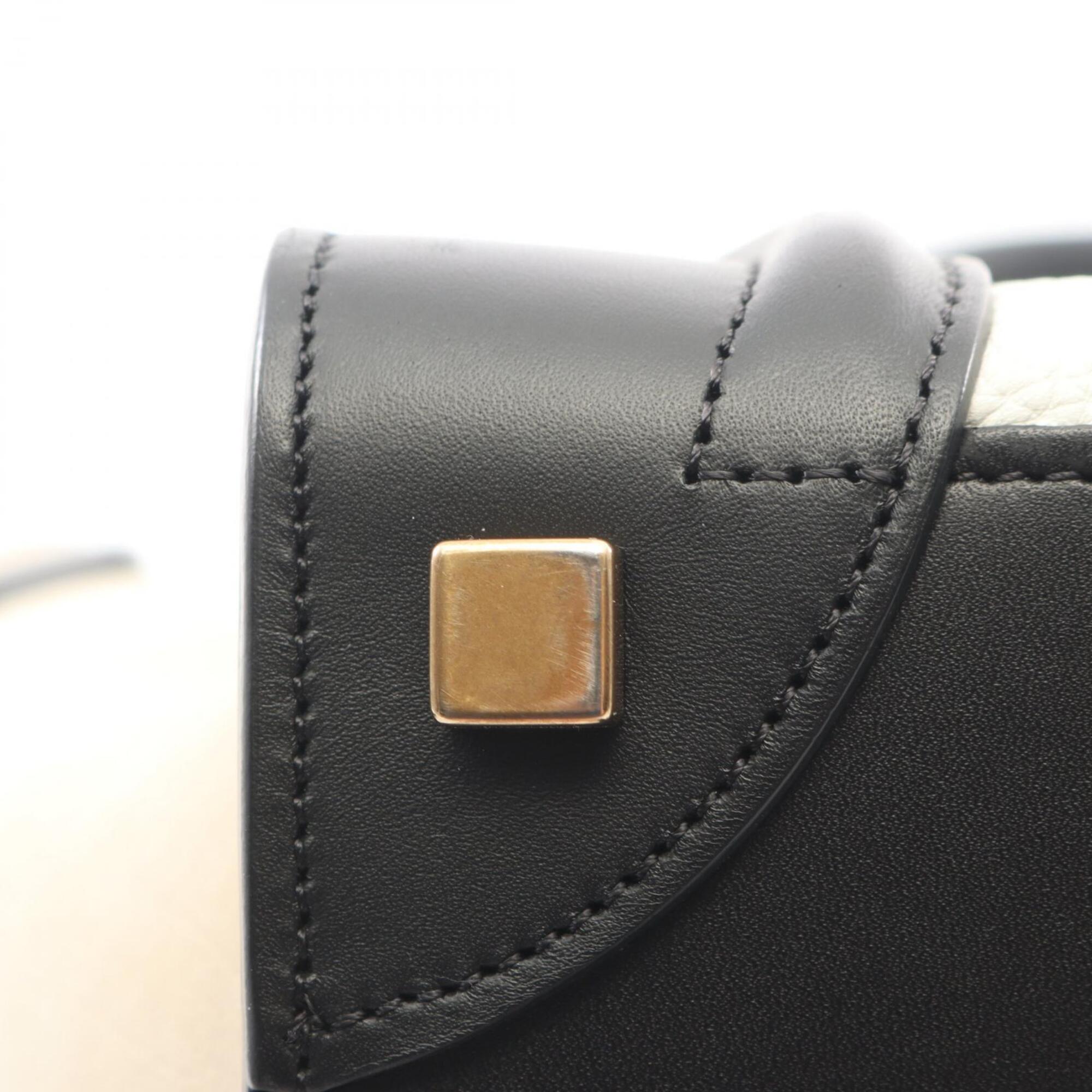 Celine Beige Black White Leather Handbag Tote Bag (Pre-Owned)