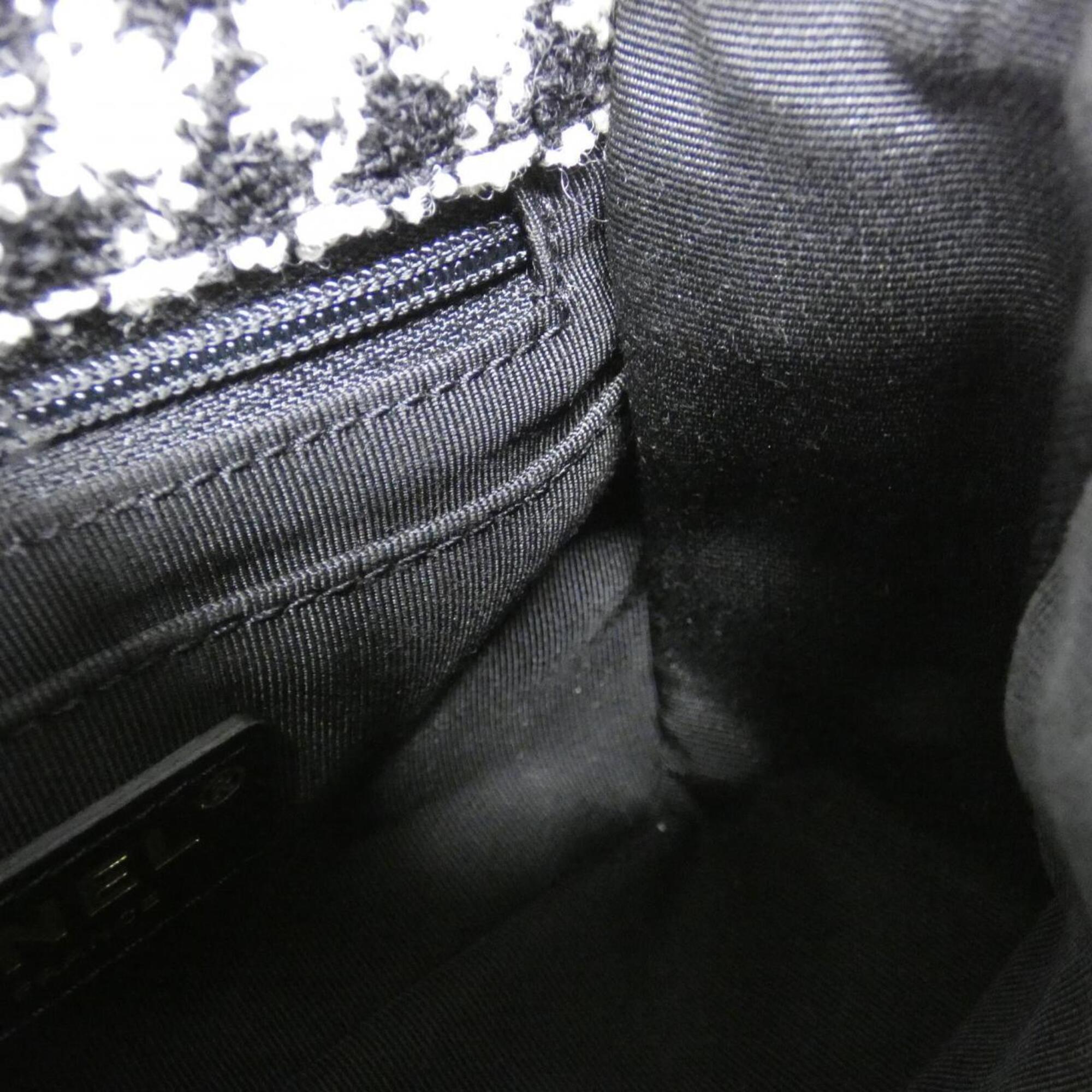 Chanel Black White Tweed Leather Shoulder Bag (Pre-Owned)