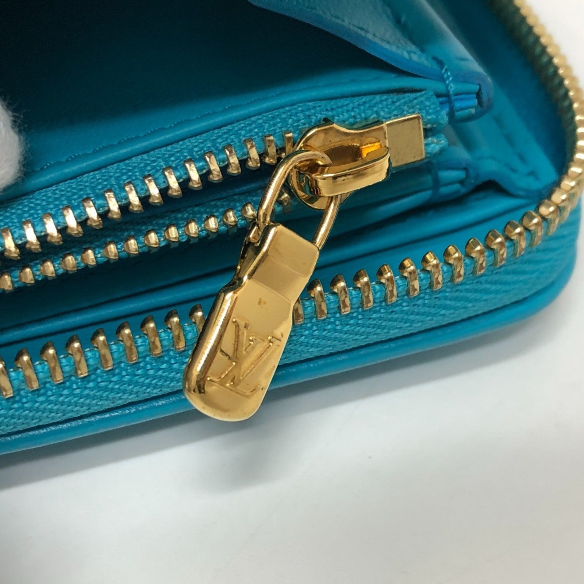 Louis Vuitton Monogram Gold Blue Leather Long Wallet (Bi-Fold) (Pre-Owned)
