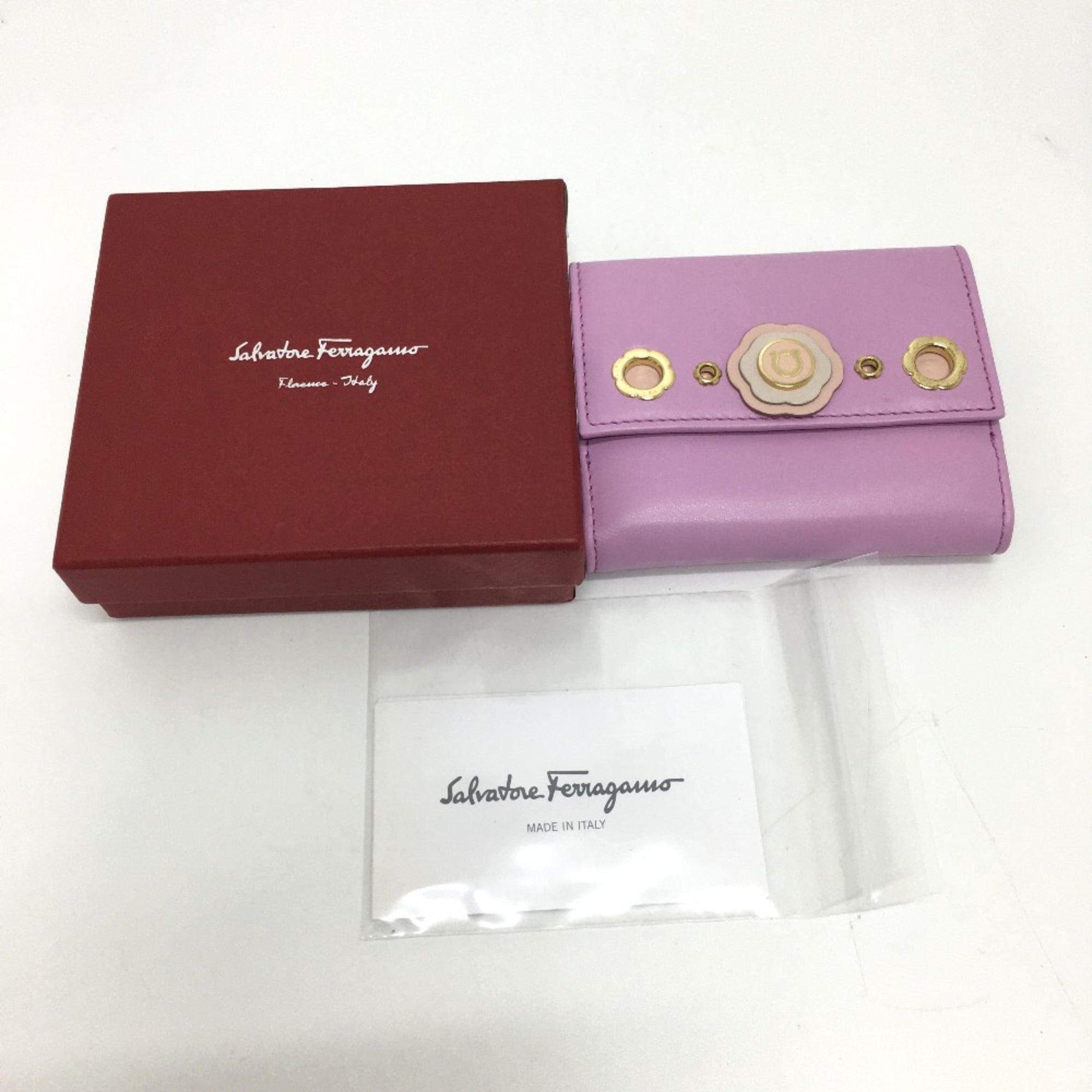Salvatore Ferragamo Purple Leather Wallet (Bi-Fold) (Pre-Owned)