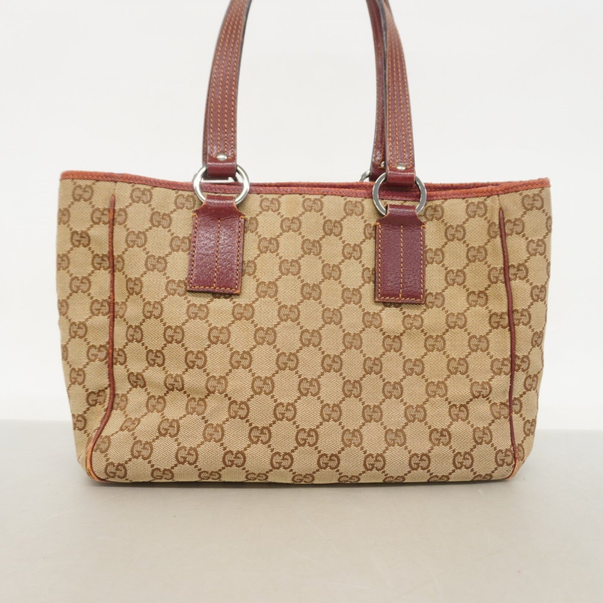 Gucci Beige Brown Canvas Tote Bag (Pre-Owned)