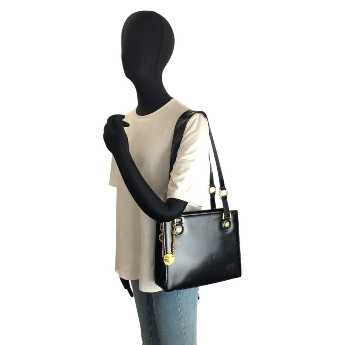 Versace Black Shoulder Bag Tote Bag (Pre-Owned)