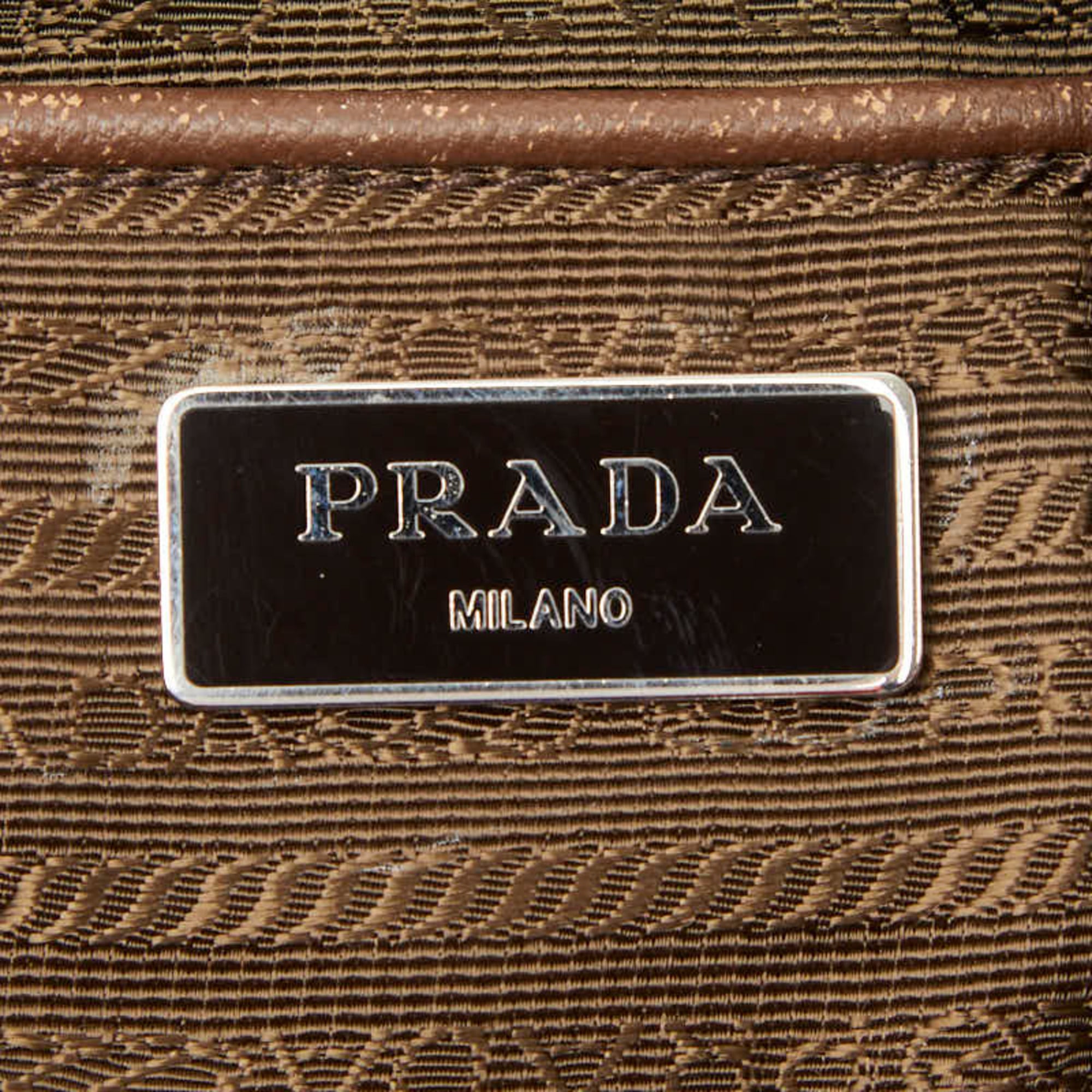 Prada Brown Pink Nylon Leather Backpack (Pre-Owned)