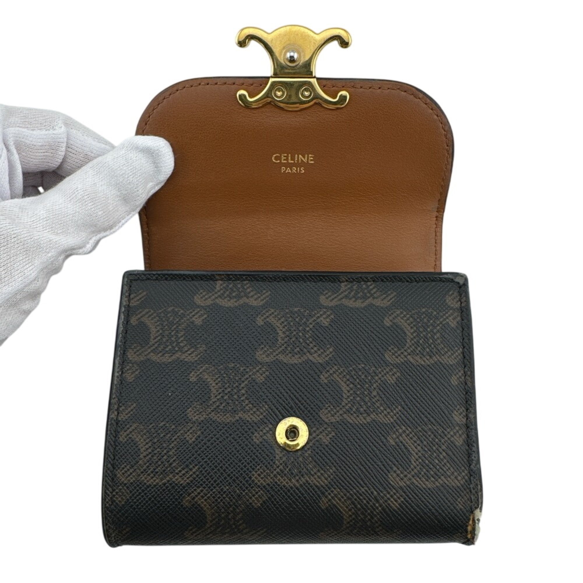 Celine Brown Leather Wallet (Tri-Fold) (Pre-Owned)