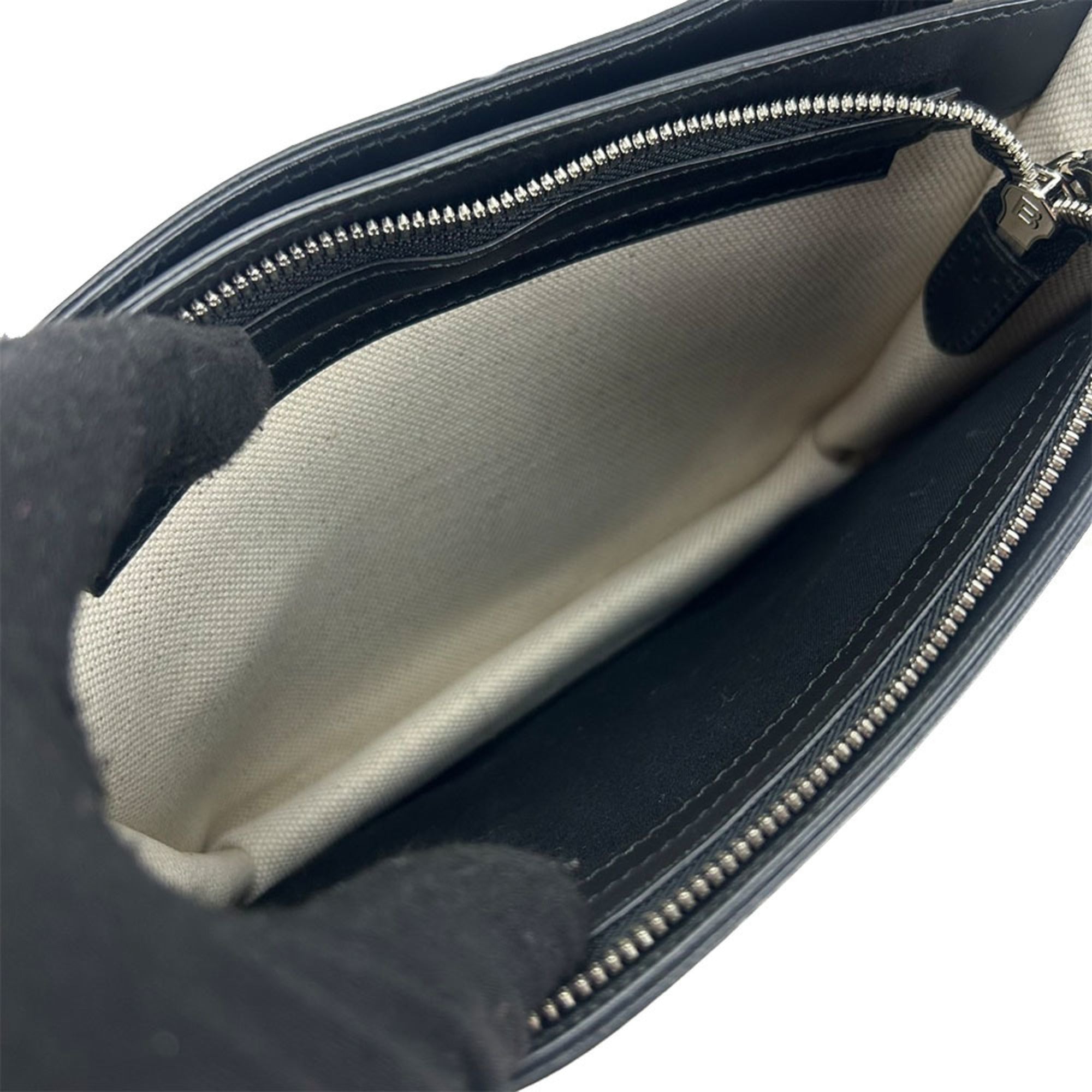Balenciaga Black Ivory Canvas Leather Pochette Shoulder Bag (Pre-Owned)