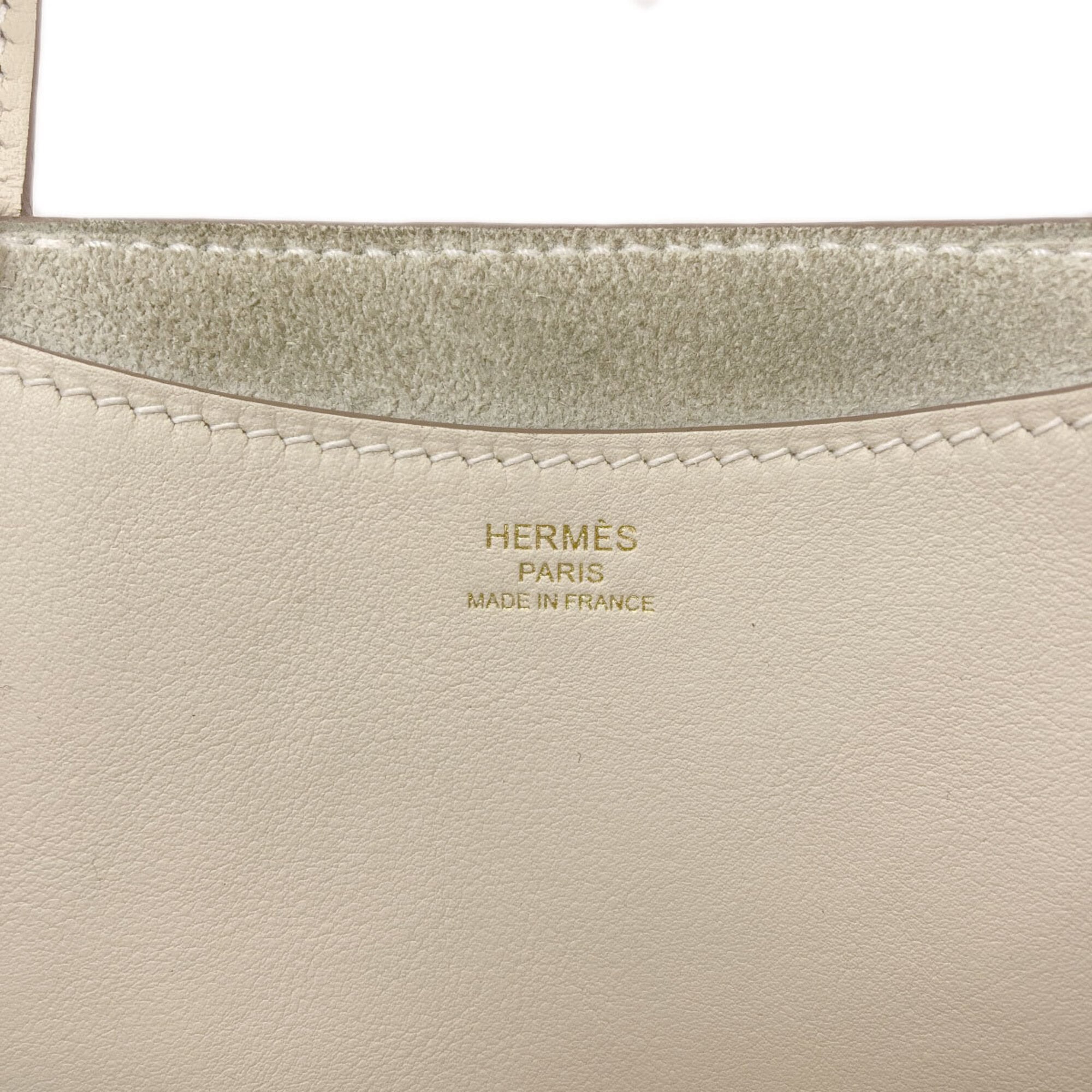 Hermes Cream Taurillon Clemence Leather Handbag (Pre-Owned)