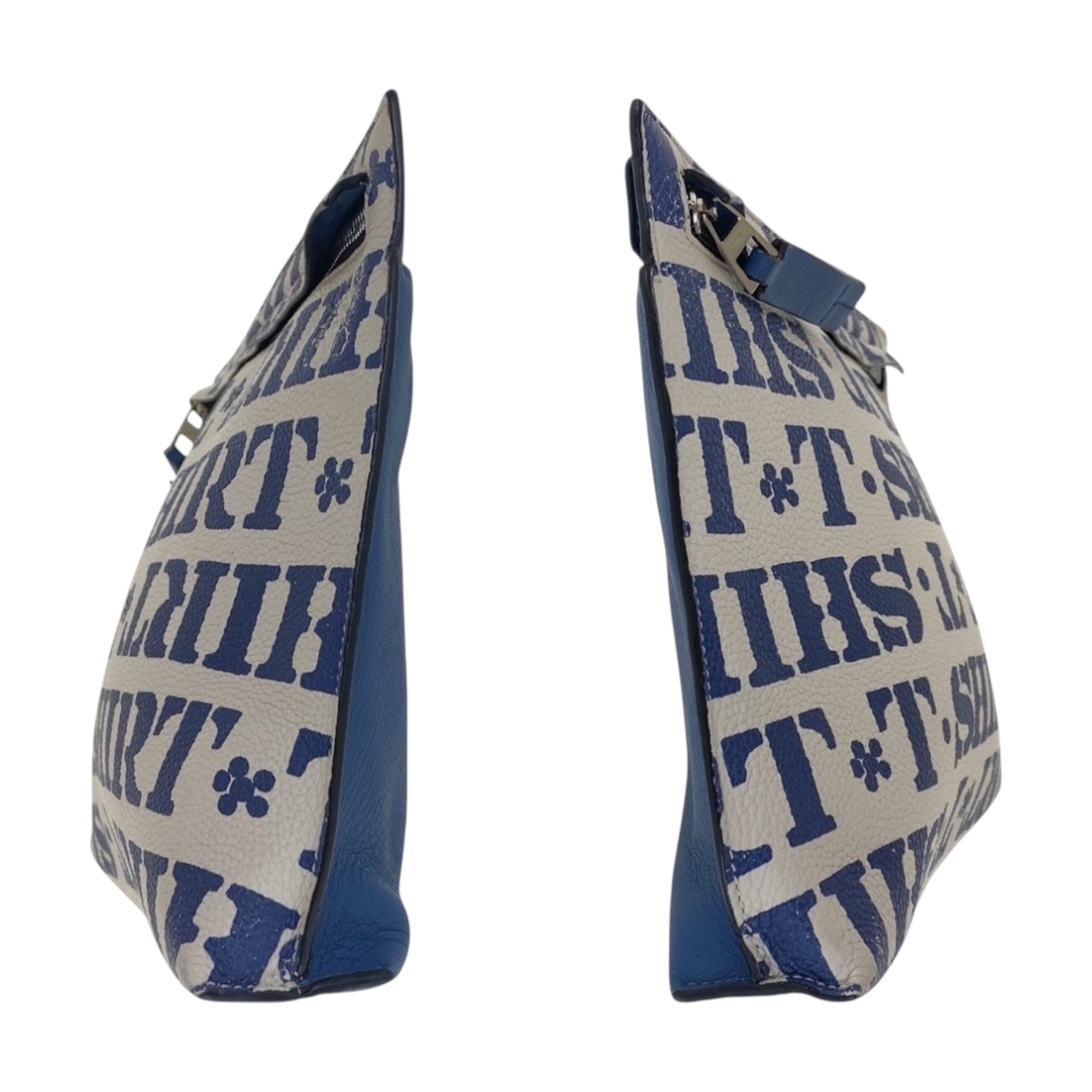 Loewe Blue White Leather Clutch Bag Pouch (Pre-Owned)