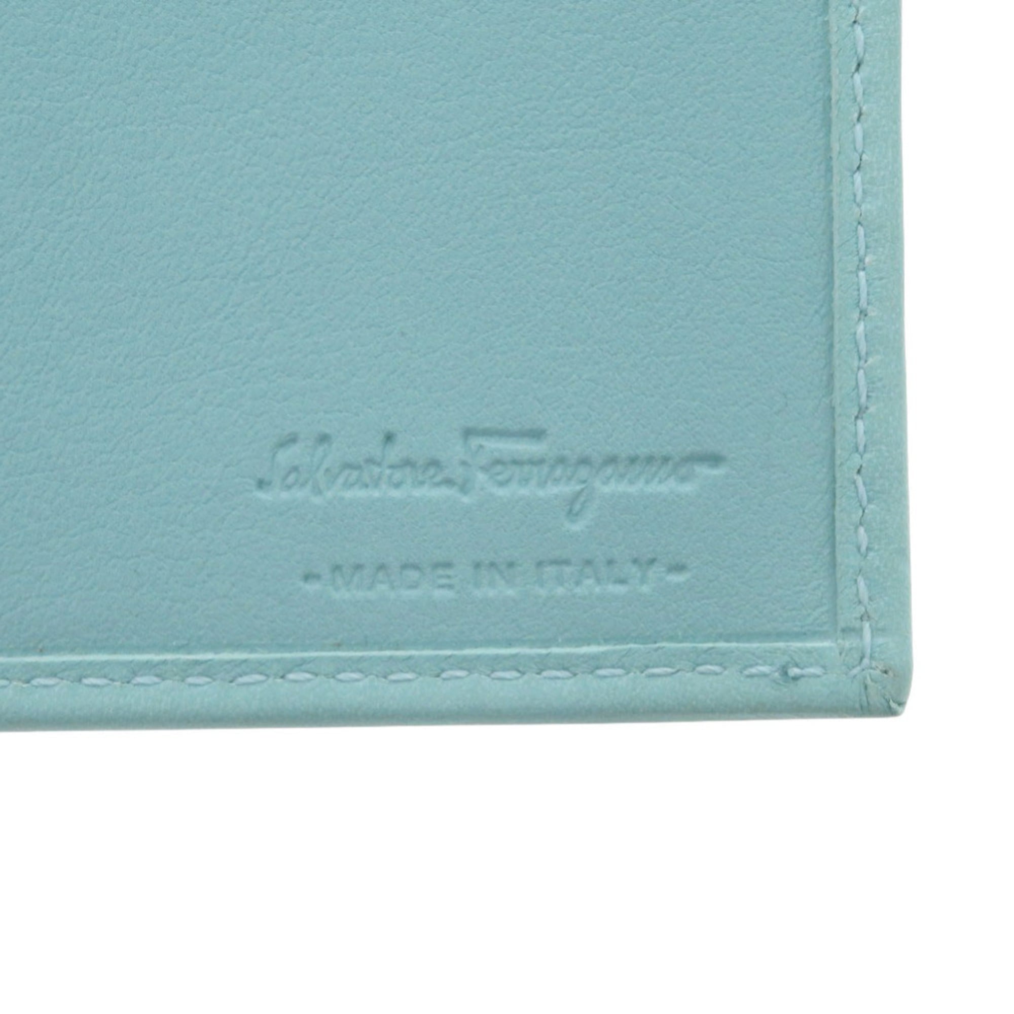 Salvatore Ferragamo Light Blue Leather Long Wallet (Bi-Fold) (Pre-Owned)