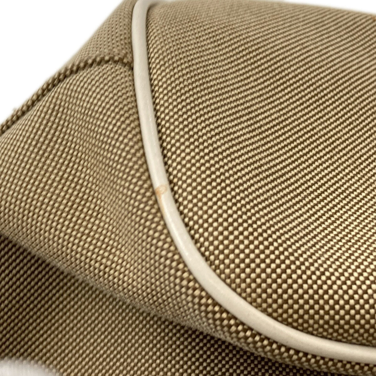 Prada Brown White Canvas Handbag (Pre-Owned)