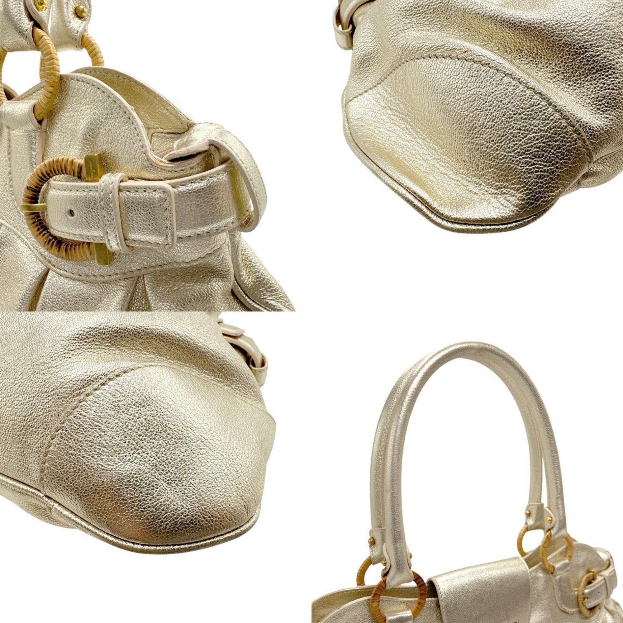 Salvatore Ferragamo Gold Leather Handbag (Pre-Owned)