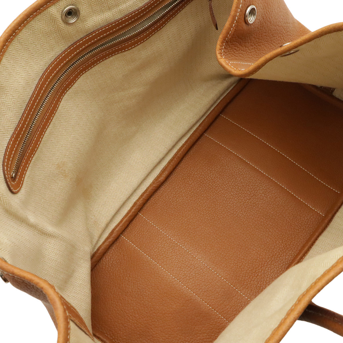 Hermes Brown Yellow Negonda Leather Handbag Tote Bag (Pre-Owned)
