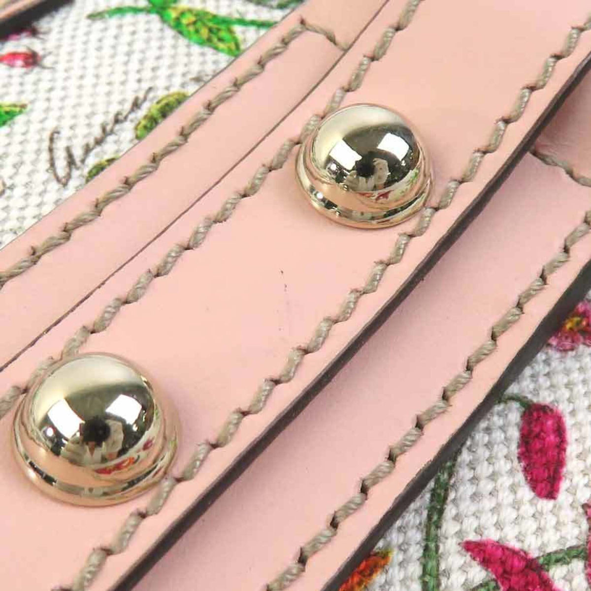 Gucci Multi-Color Pink Canvas Leather Handbag (Pre-Owned)