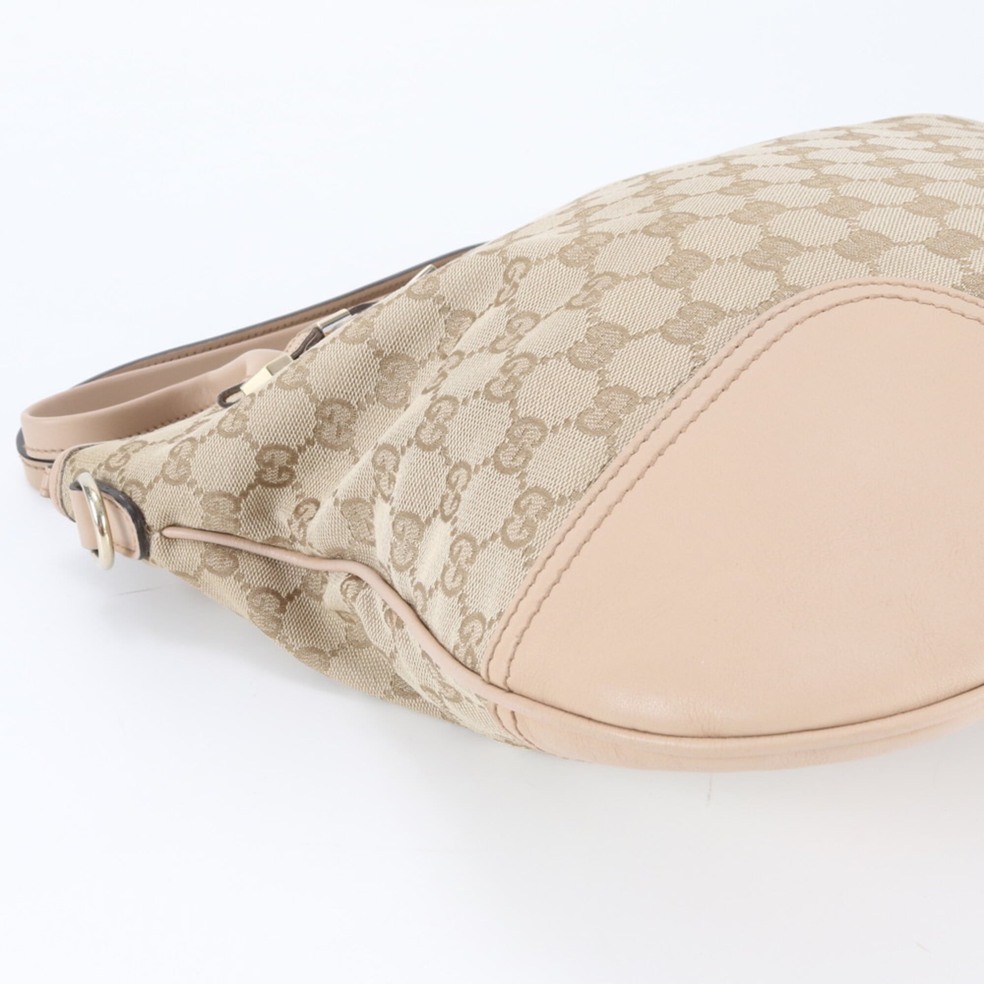 Gucci Beige Leather Canvas Shoulder Bag Tote Bag (Pre-Owned)