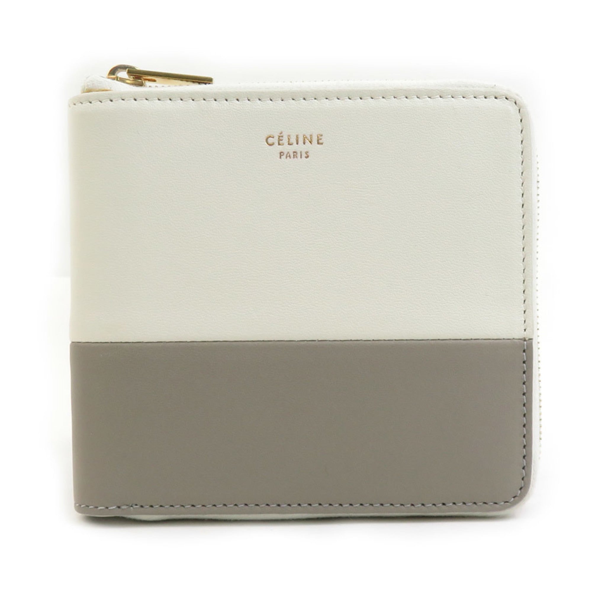 Celine Gray Ivory Leather Wallet (Bi-Fold) (Pre-Owned)