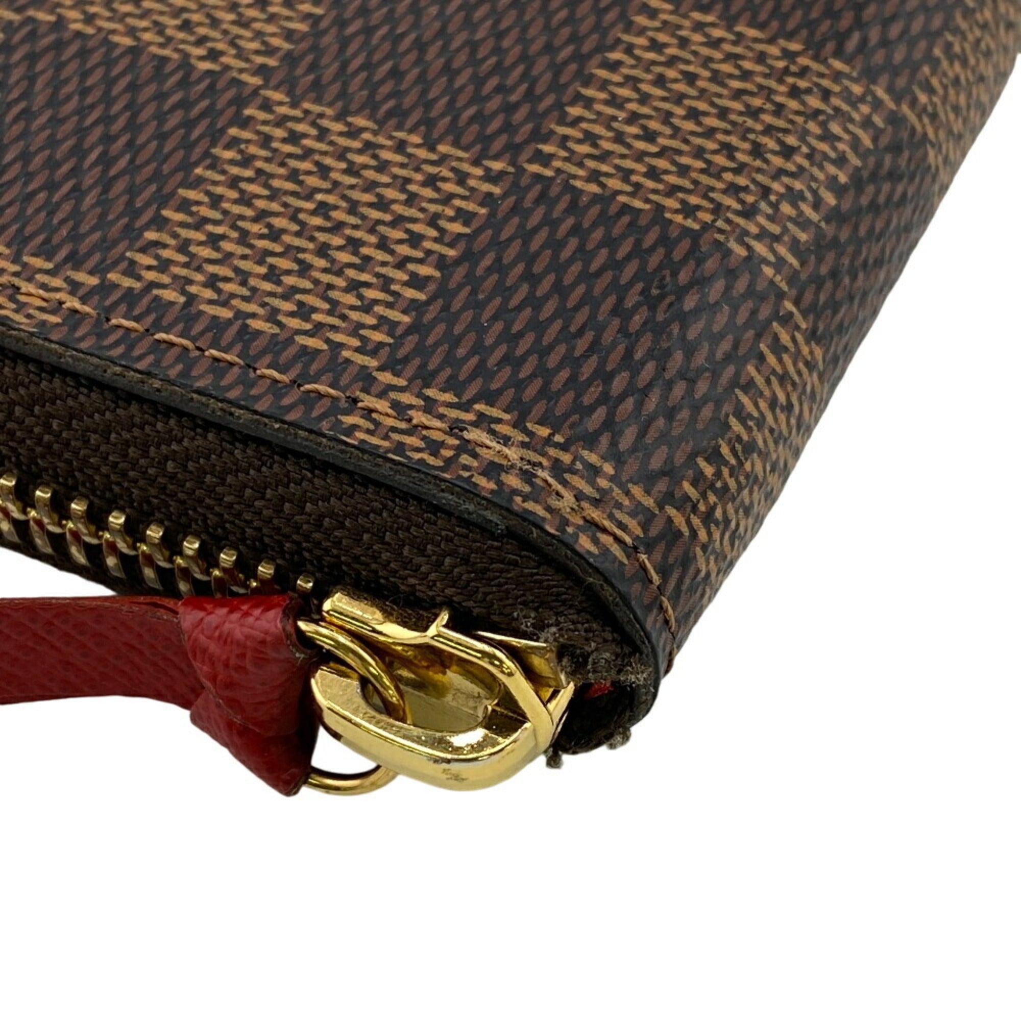 Louis Vuitton Damier Brown Leather Long Wallet (Bi-Fold) (Pre-Owned)