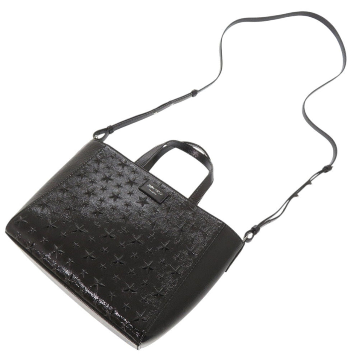 Jimmy Choo Black Patent Leather Handbag Shoulder Bag (Pre-Owned)
