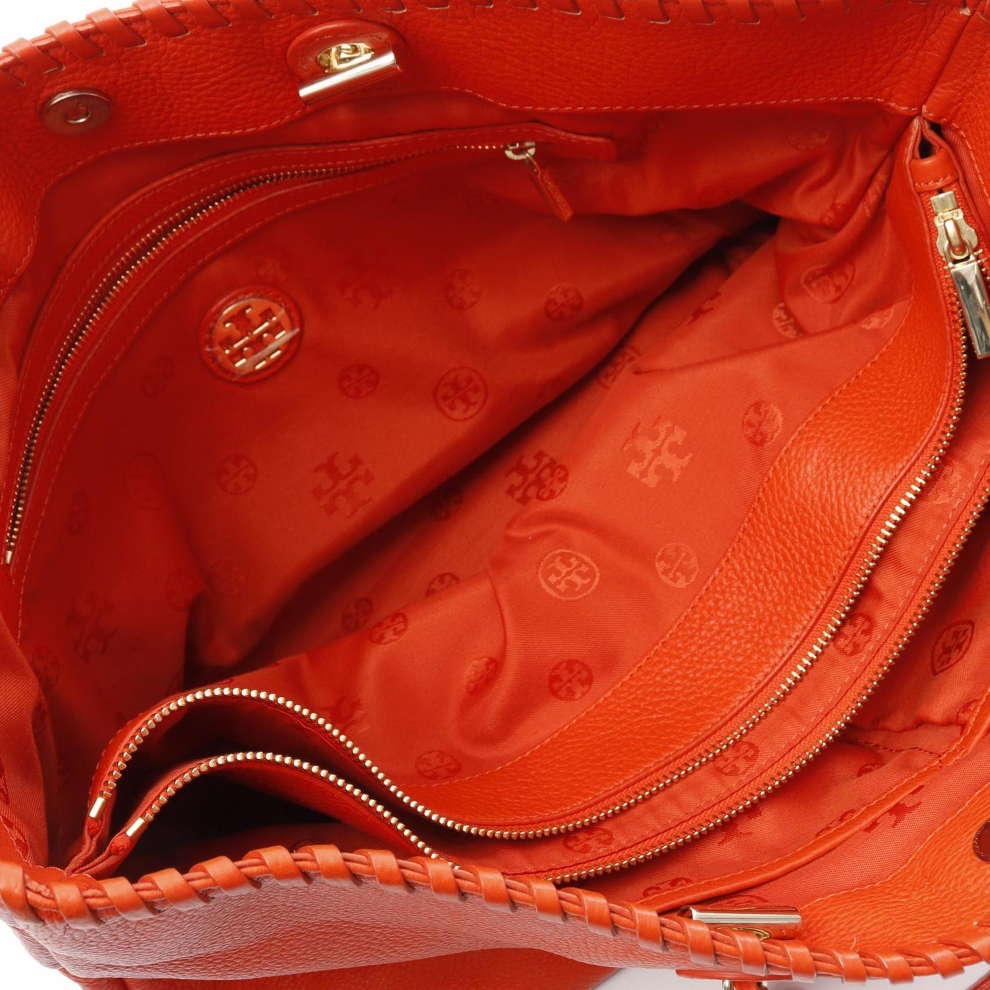 Tory Burch Red Color Leather Tote Bag (Pre-Owned)