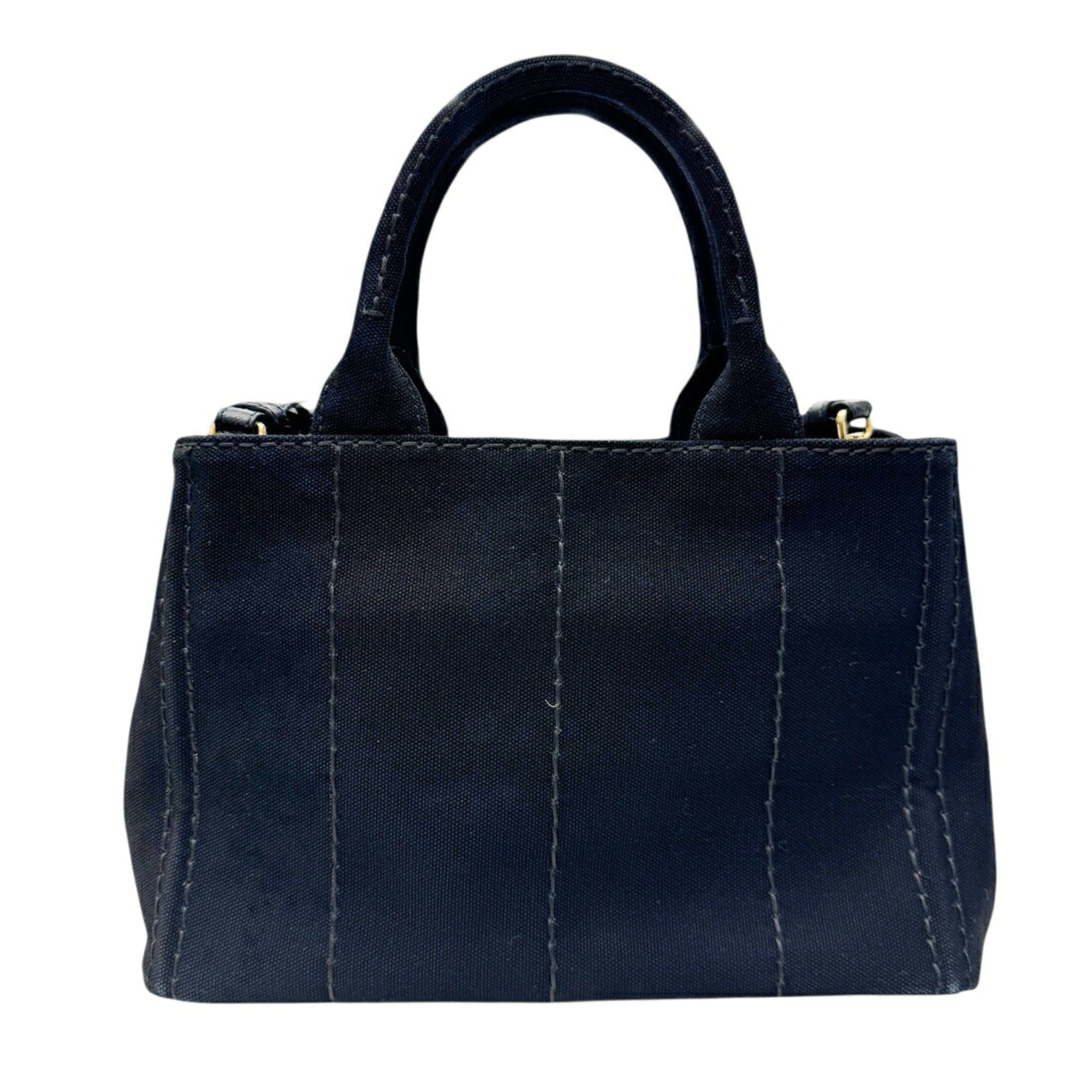 Prada Black White Canvas Handbag Shoulder Bag (Pre-Owned)