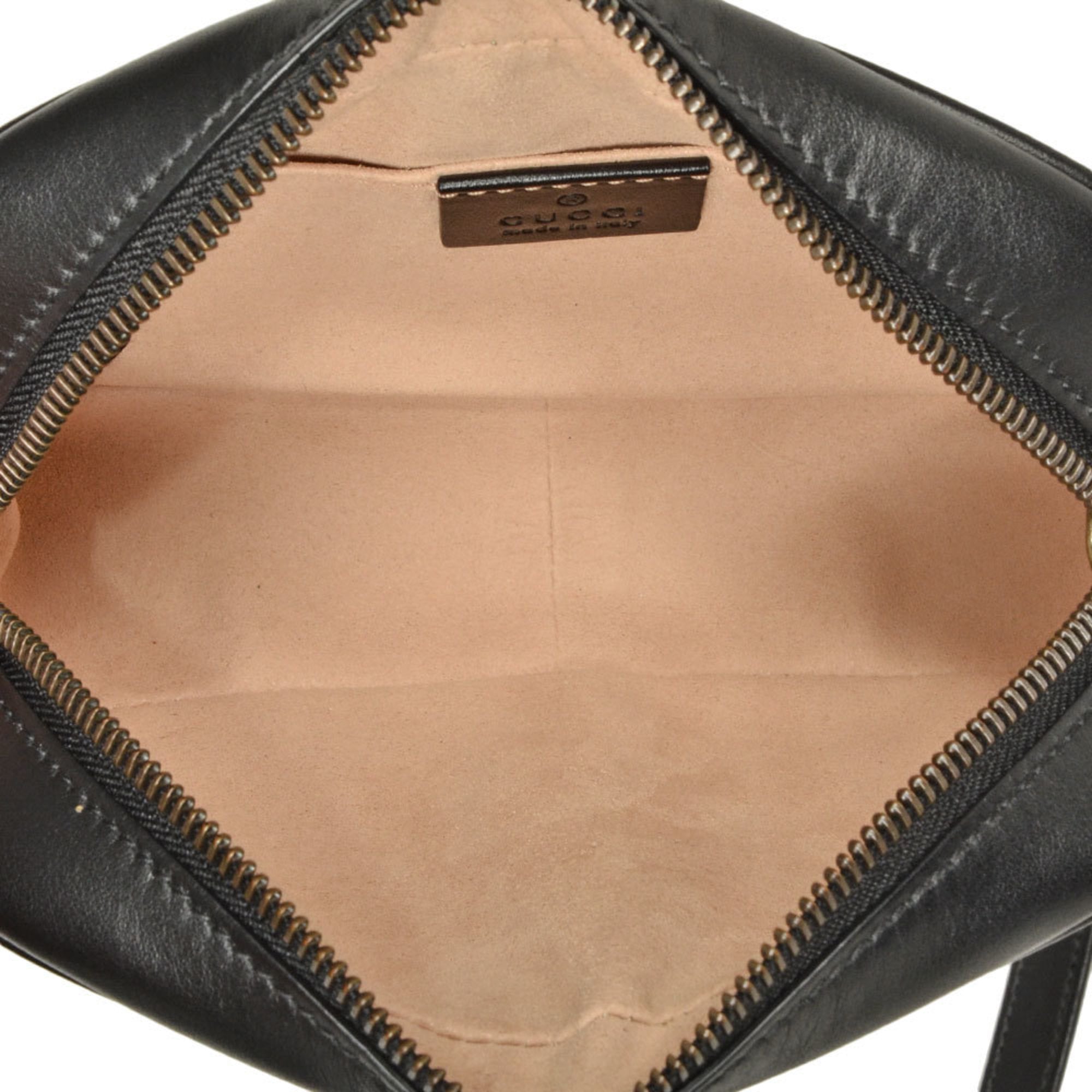 Gucci Gg Marmont Black Leather Shoulder Bag (Pre-Owned)