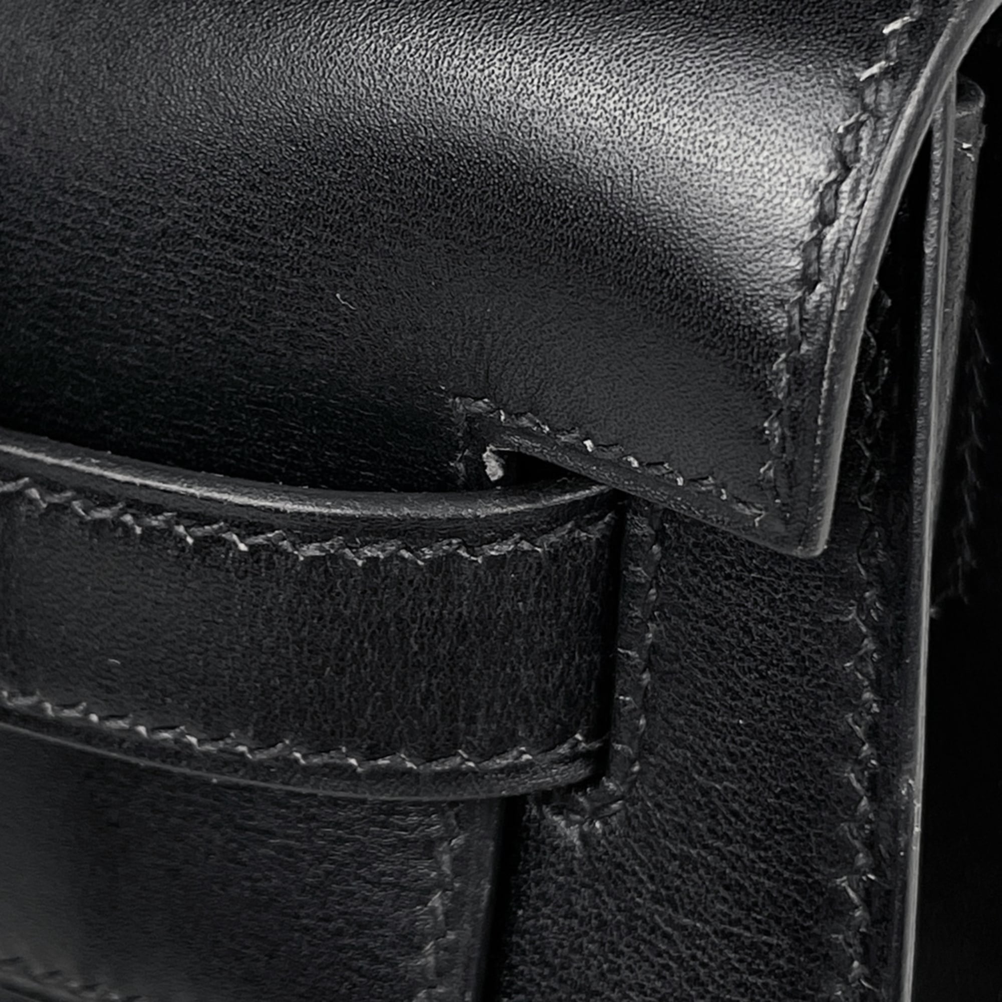 Hermes Black Box Calf Leather Handbag (Pre-Owned)