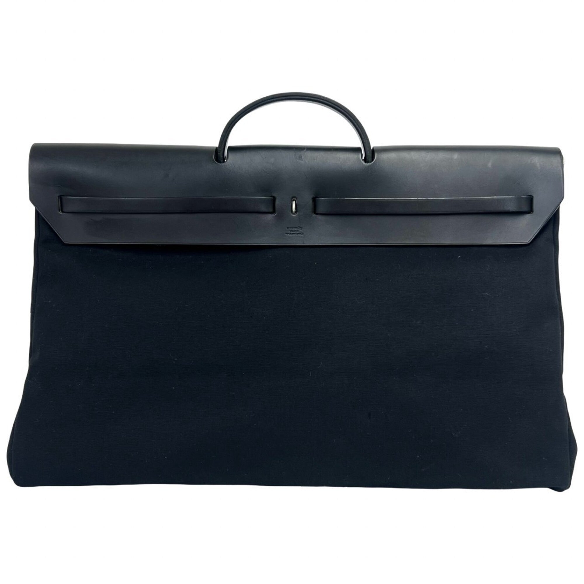 Hermes Black Toile Officier Leather Boston Bag (Pre-Owned)