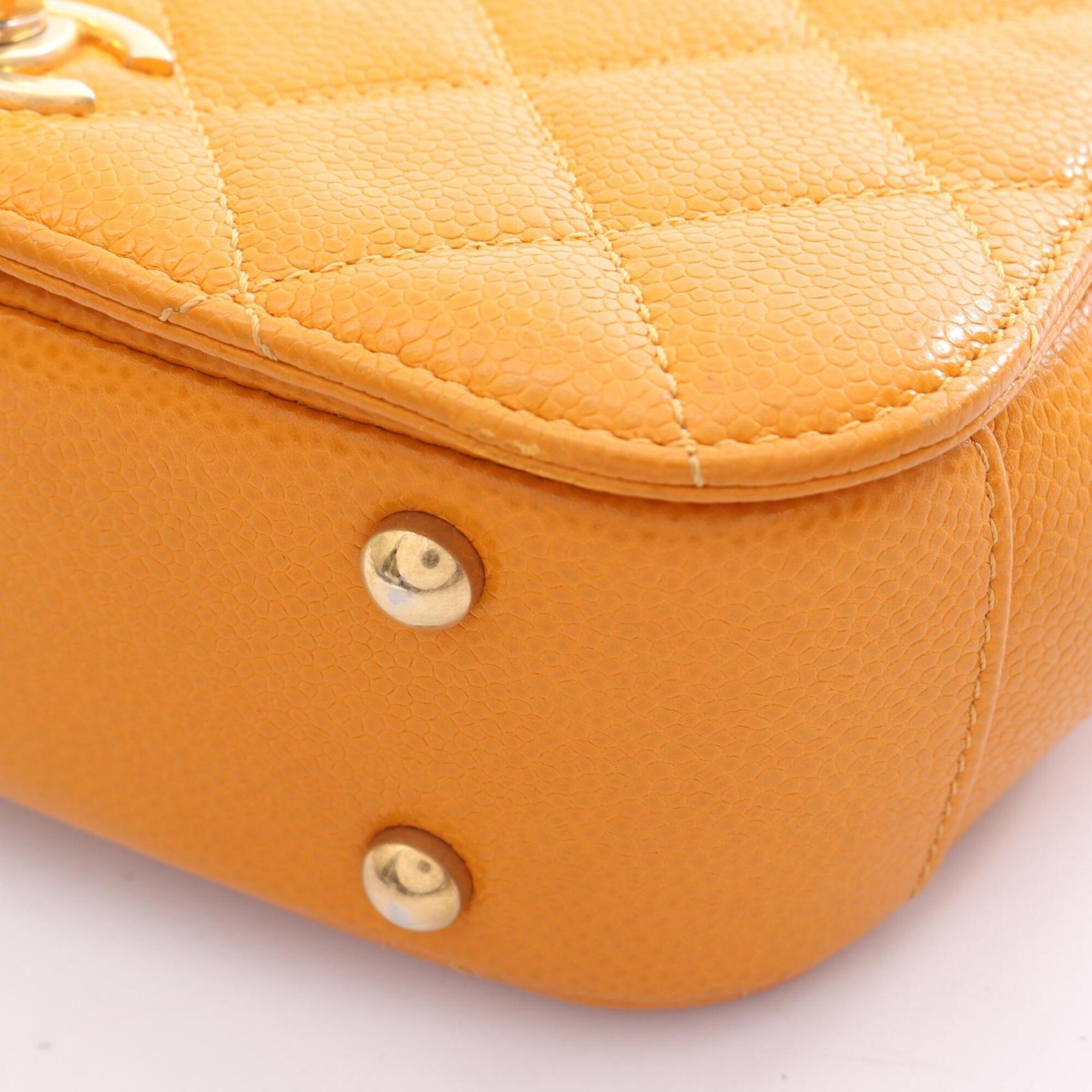 Chanel Orange Grained Calfskin Handbag Shoulder Bag (Pre-Owned)