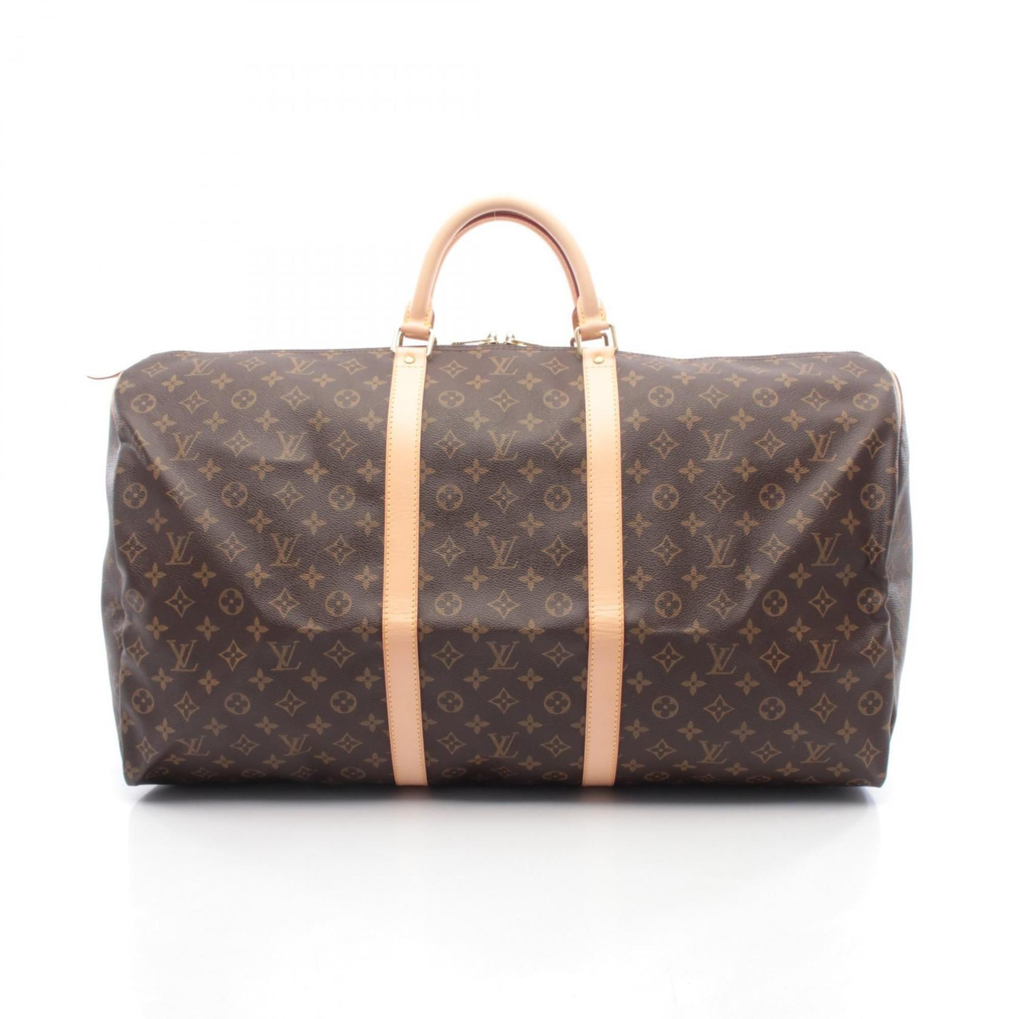 Louis Vuitton Brown Coated Canvas Leather Boston Bag Handbag (Pre-Owned)