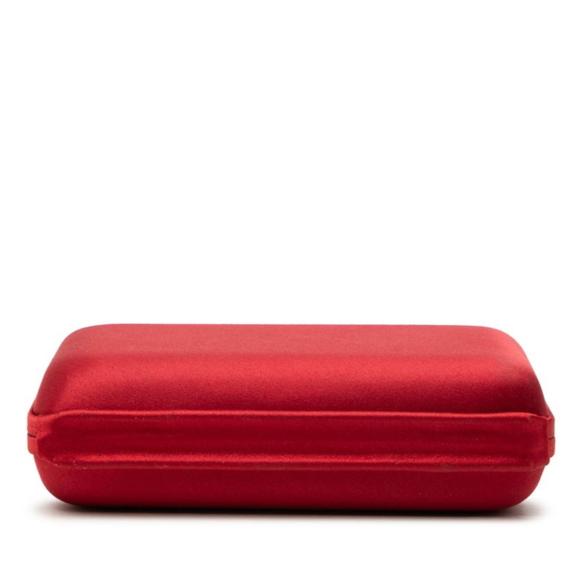 Salvatore Ferragamo Gold Red Color Satin Evening Bag Shoulder Bag (Pre-Owned)
