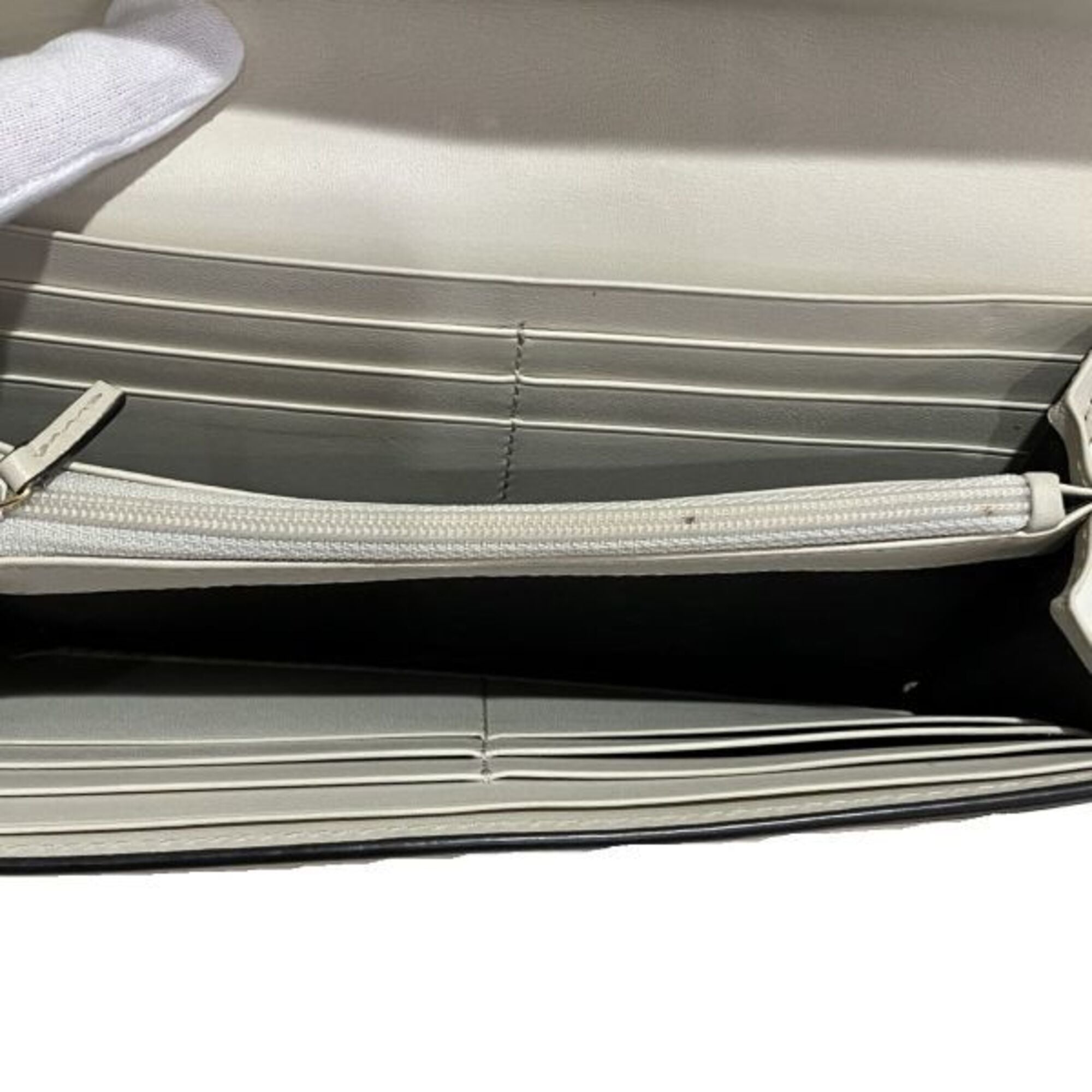 Gucci Ivory Canvas Leather Long Wallet (Bi-Fold) (Pre-Owned)