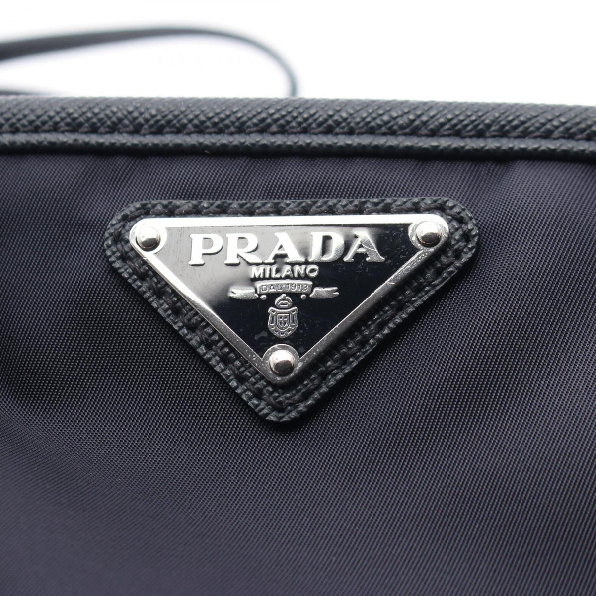 Prada Navy Nylon Leather Clutch Bag Handbag (Pre-Owned)