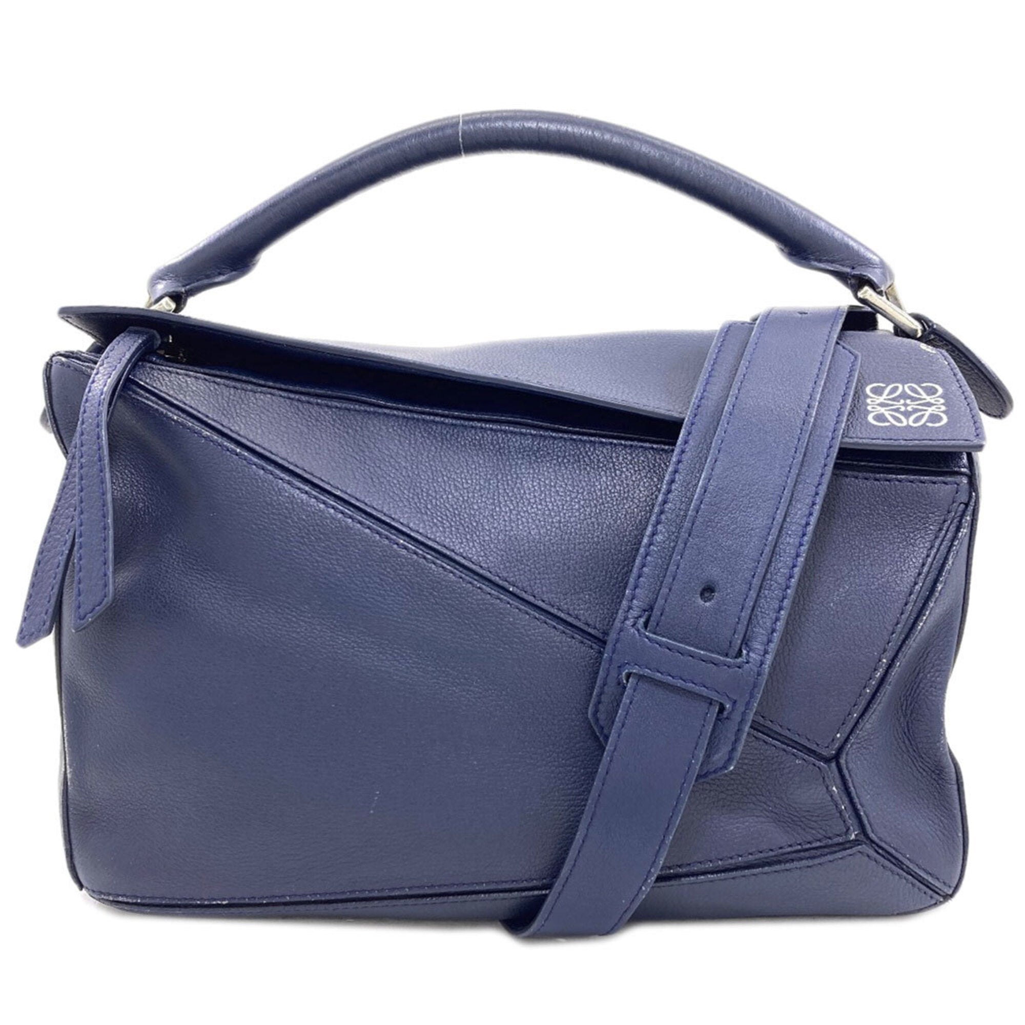 Loewe Navy Leather Handbag (Pre-Owned)
