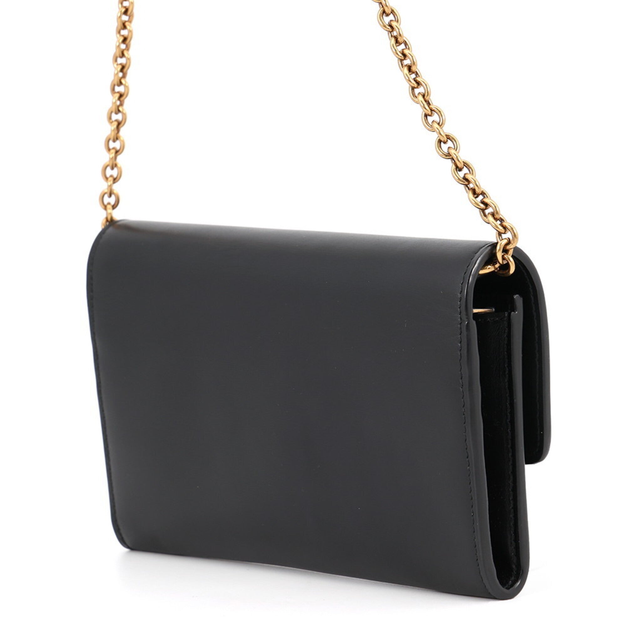 Yves Saint Laurent Black Leather Chain/Shoulder Wallet (Pre-Owned)