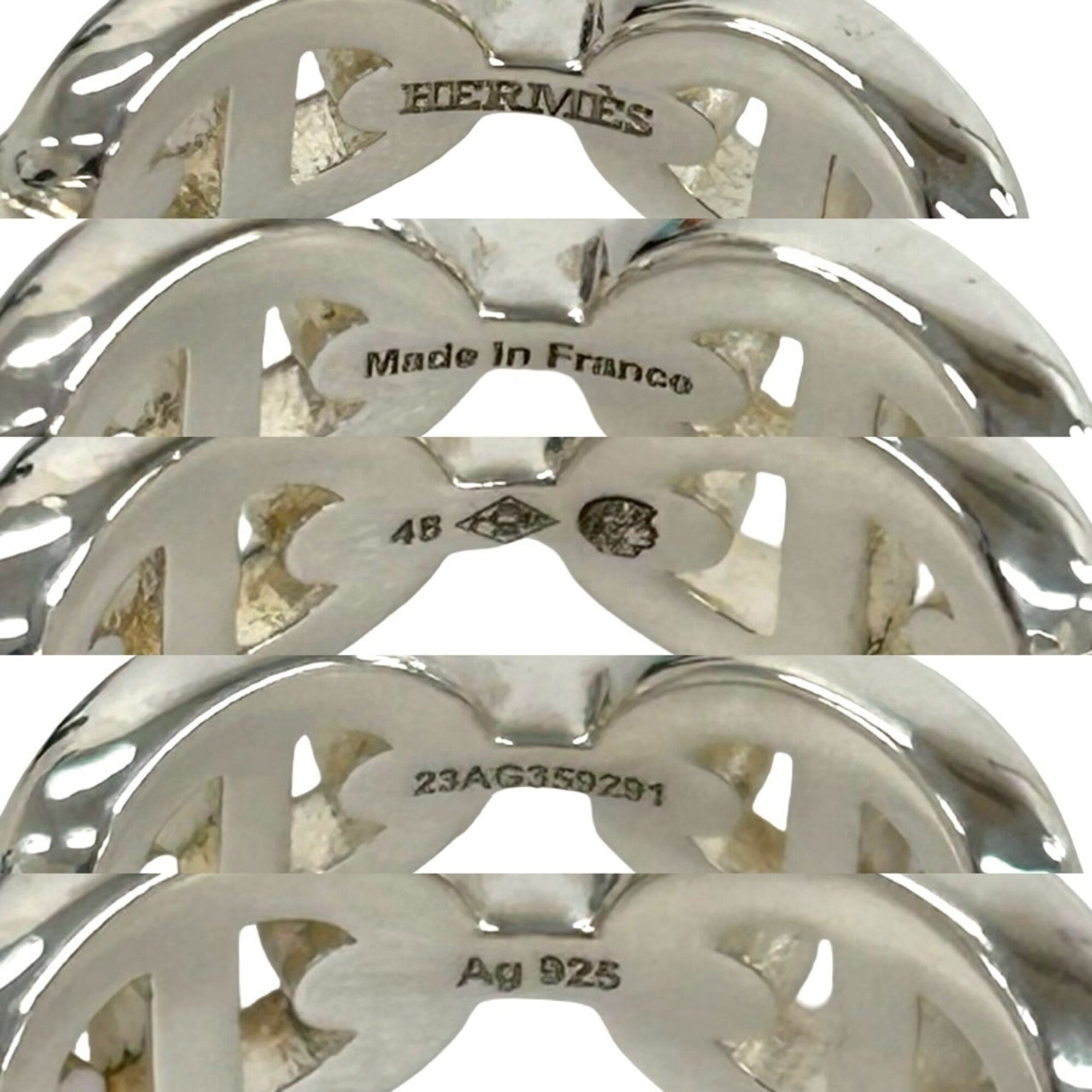 Hermes Silver Silver 925 Band Ring (Pre-Owned)