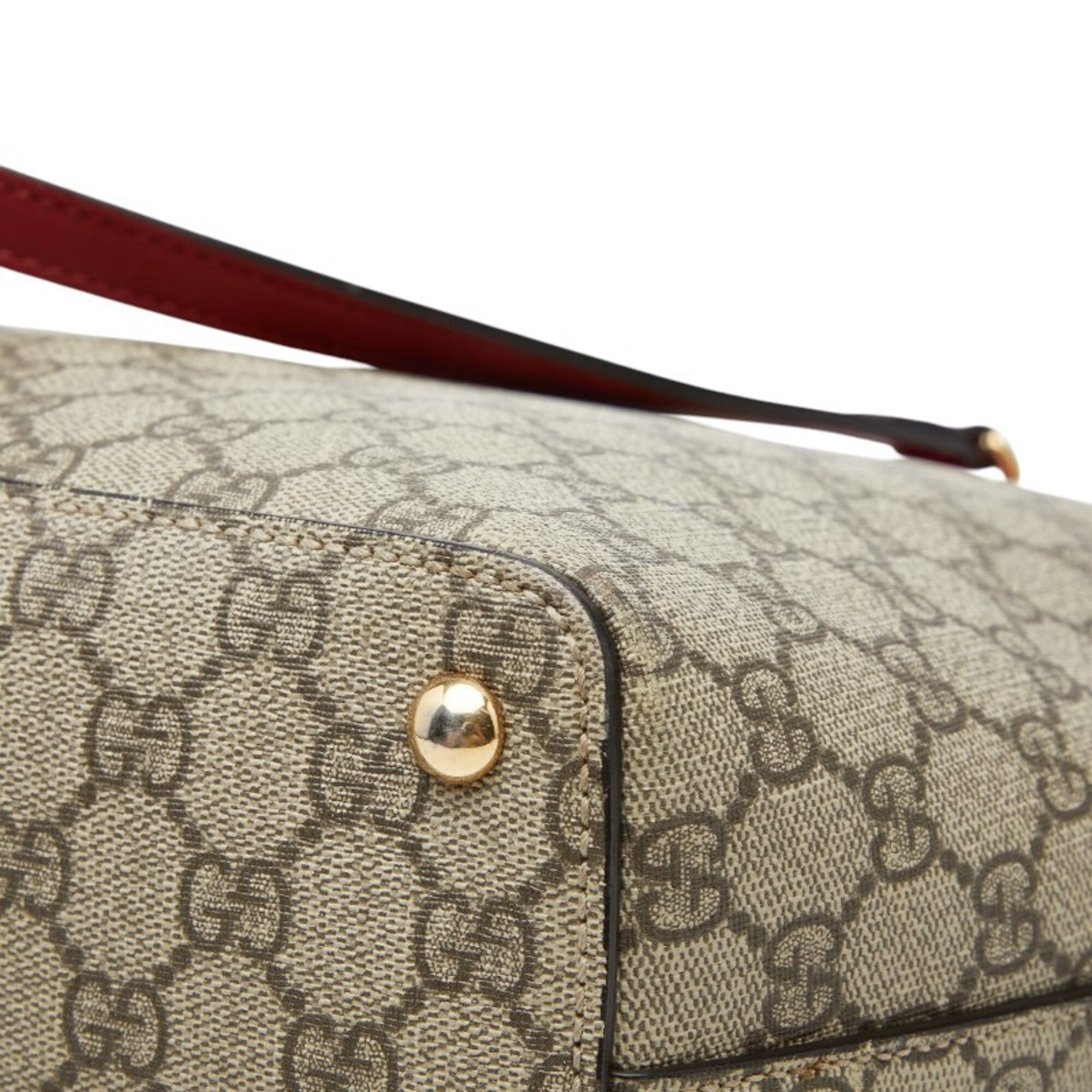 Gucci Beige Pink Red Color Pvc Leather Tote Bag (Pre-Owned)