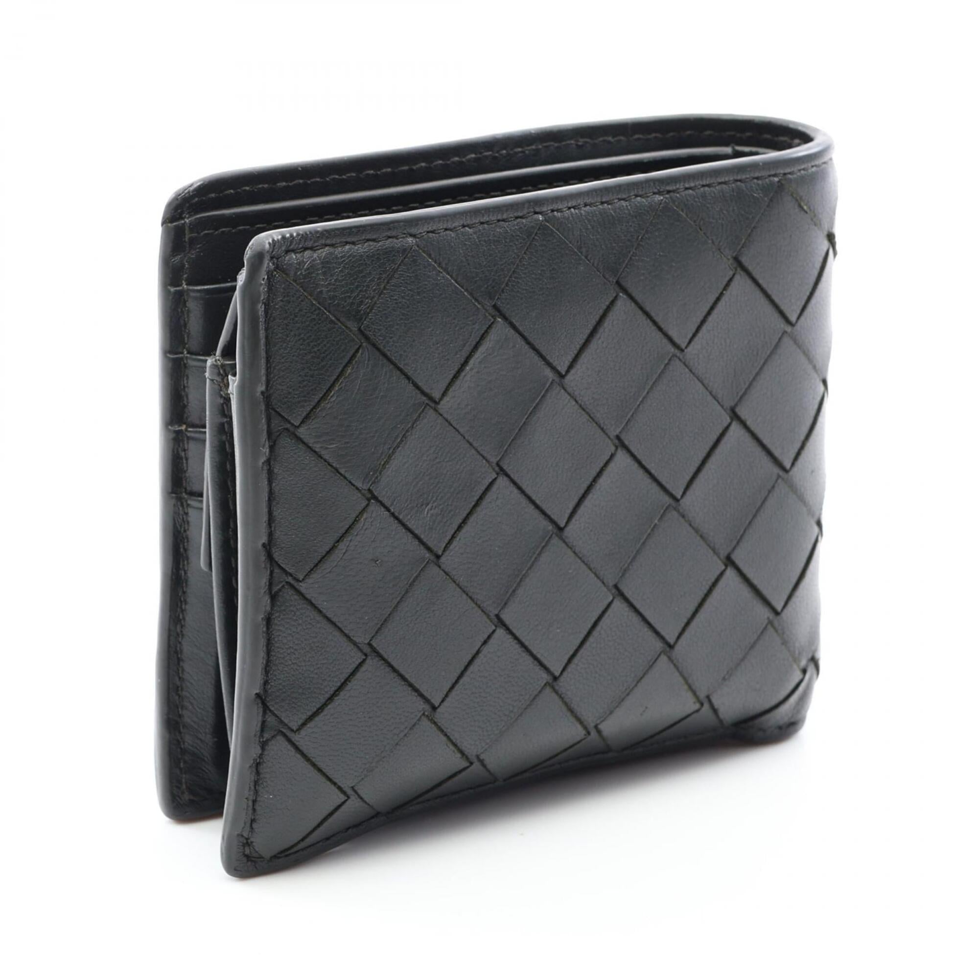 Bottega Veneta Intrecciato Black Leather Wallet (Bi-Fold) (Pre-Owned)