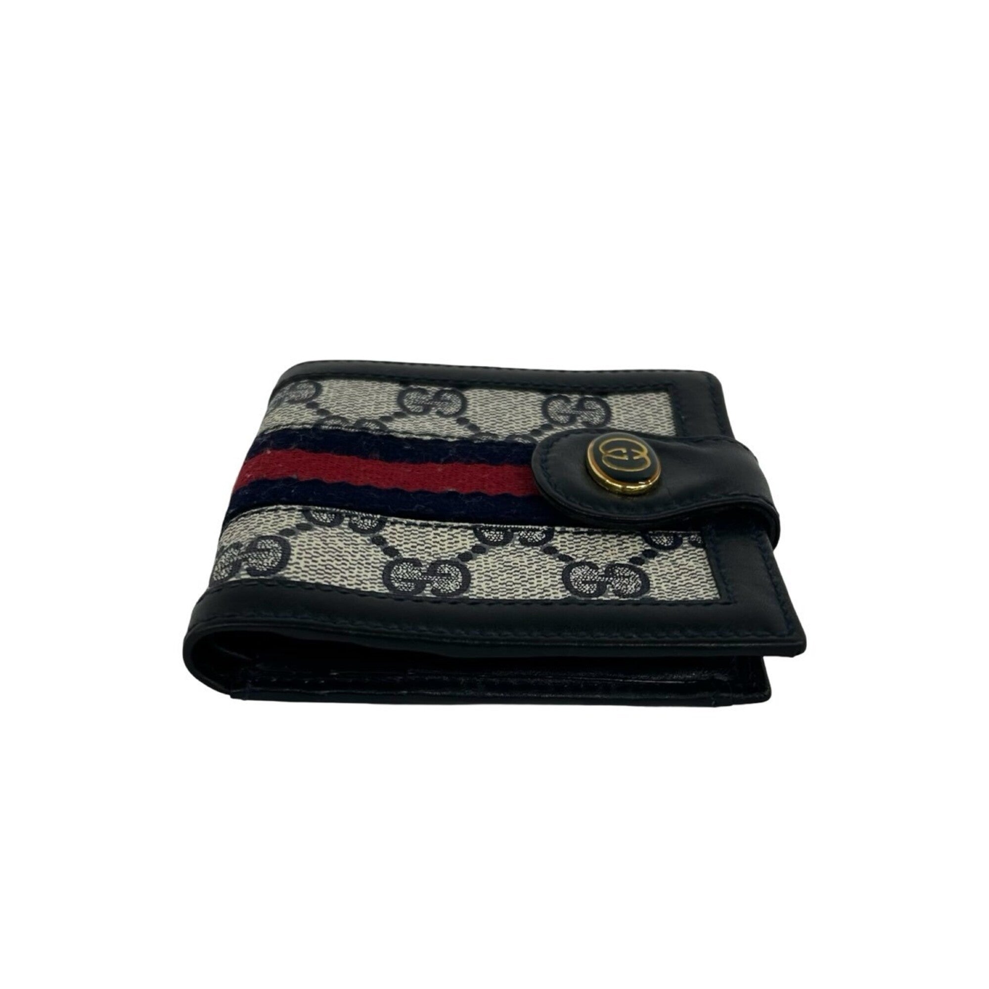 Gucci Navy Red Color Pvc Leather Wallet (Bi-Fold) (Pre-Owned)