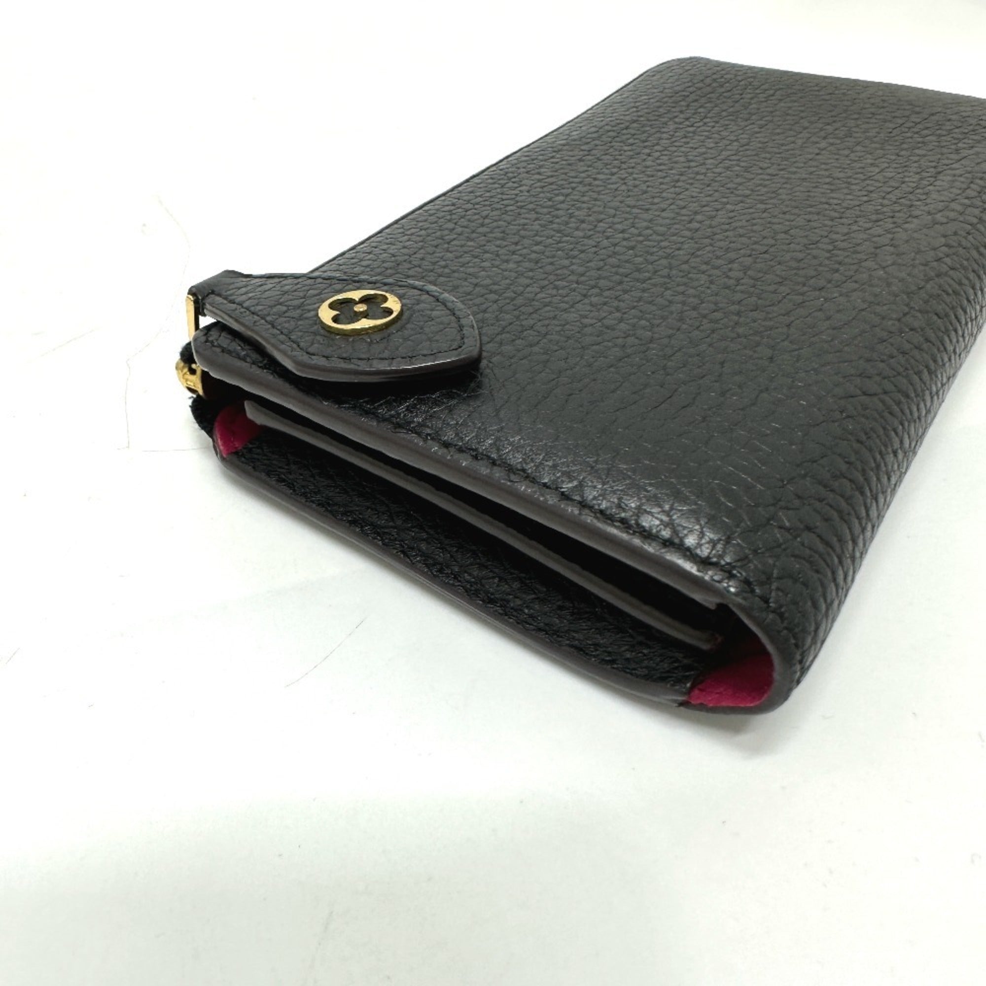 Louis Vuitton Black Leather Long Wallet (Bi-Fold) (Pre-Owned)