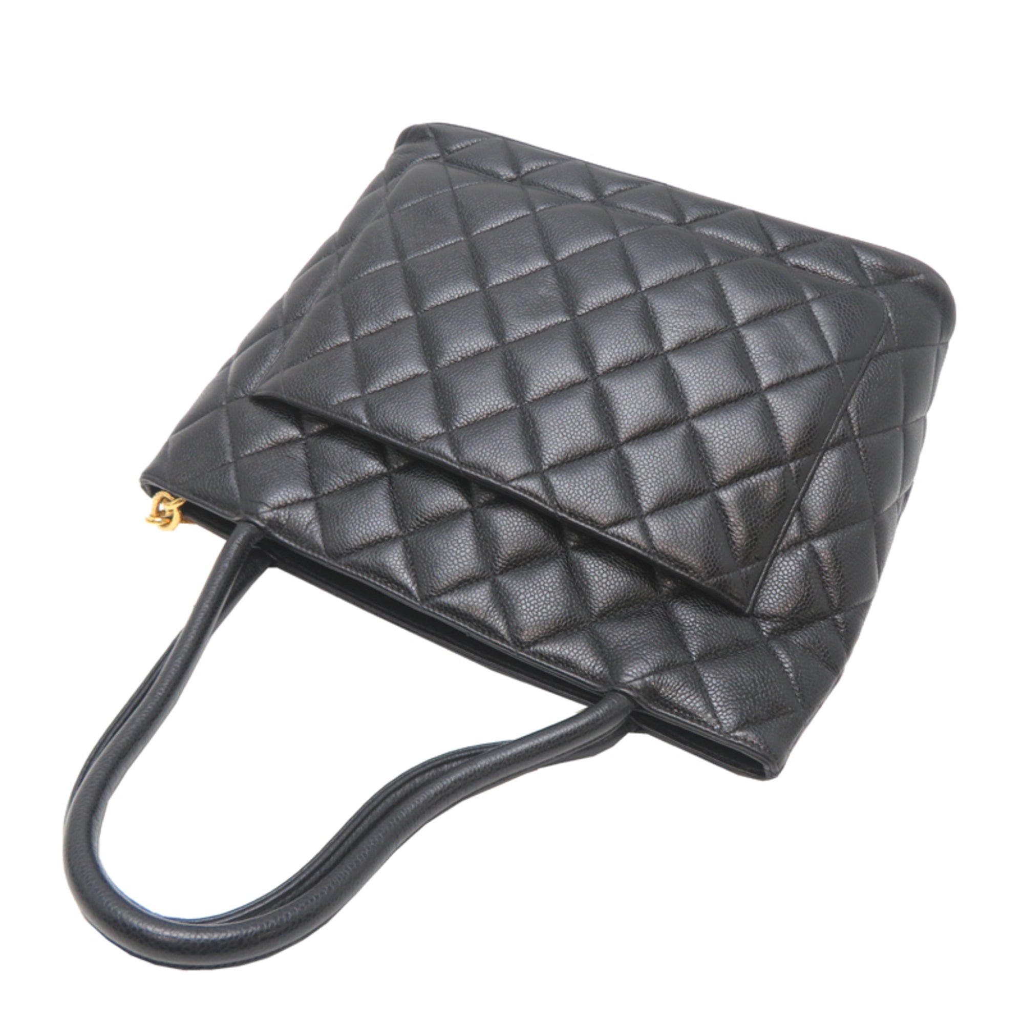 Chanel Black Grained Calfskin Handbag (Pre-Owned)