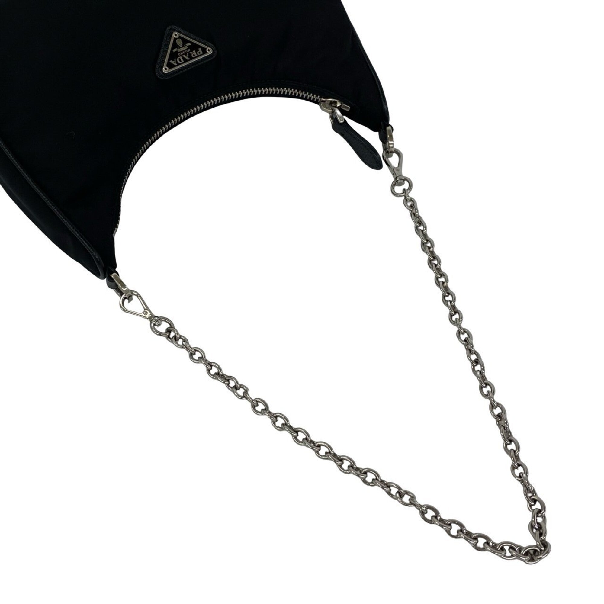 Prada Black Nylon Leather Pouch Shoulder Bag (Pre-Owned)